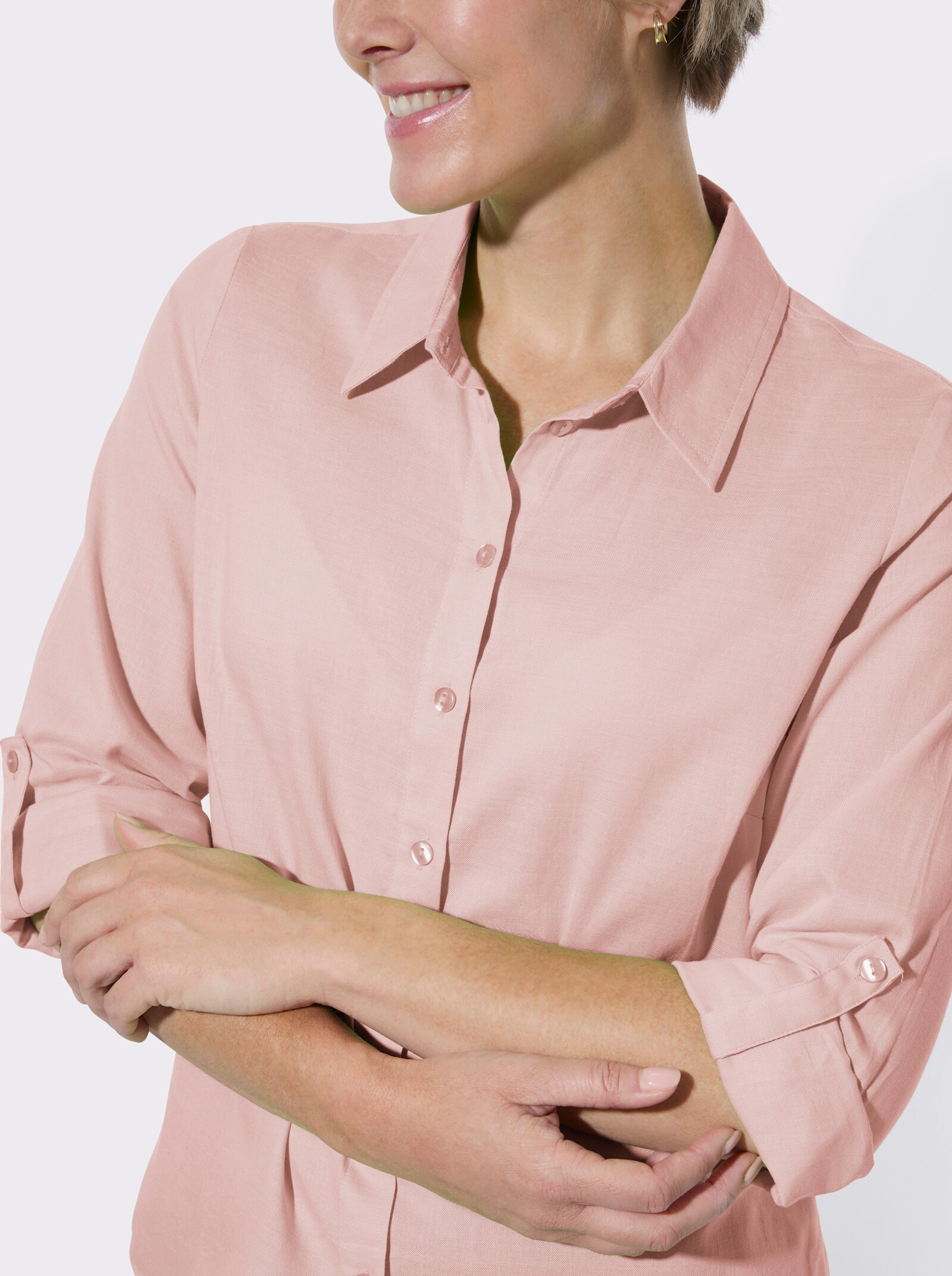 Hemdbluse in Melange-Optik - hellrosé-meliert