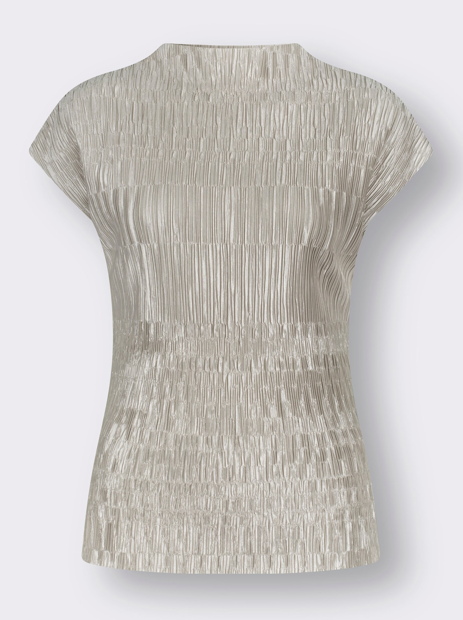 Plissee-Bluse mit Stehkragen - hellgrau
