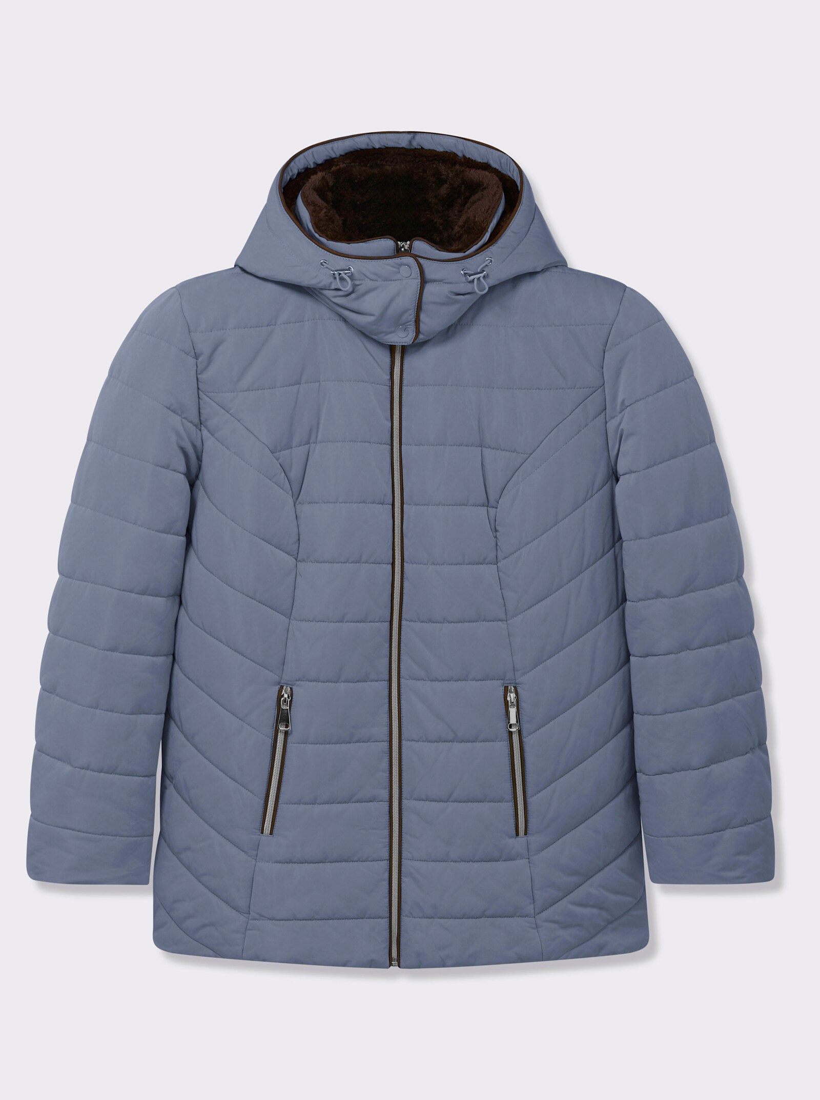 Steppjacke mit Teddy-Fleece innen - rauchblau