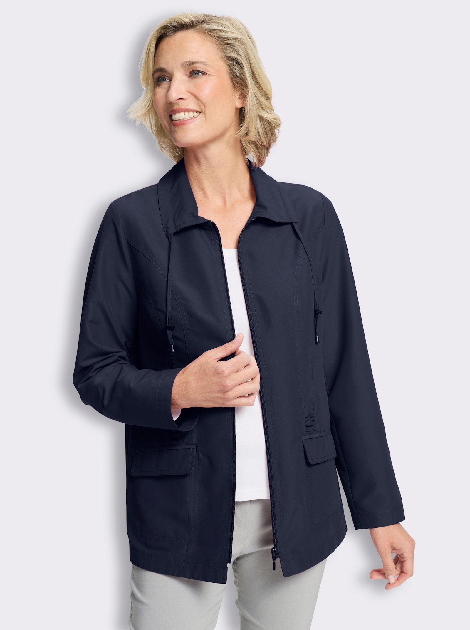 Jacke mit Raffungen im Vorderteil - marine