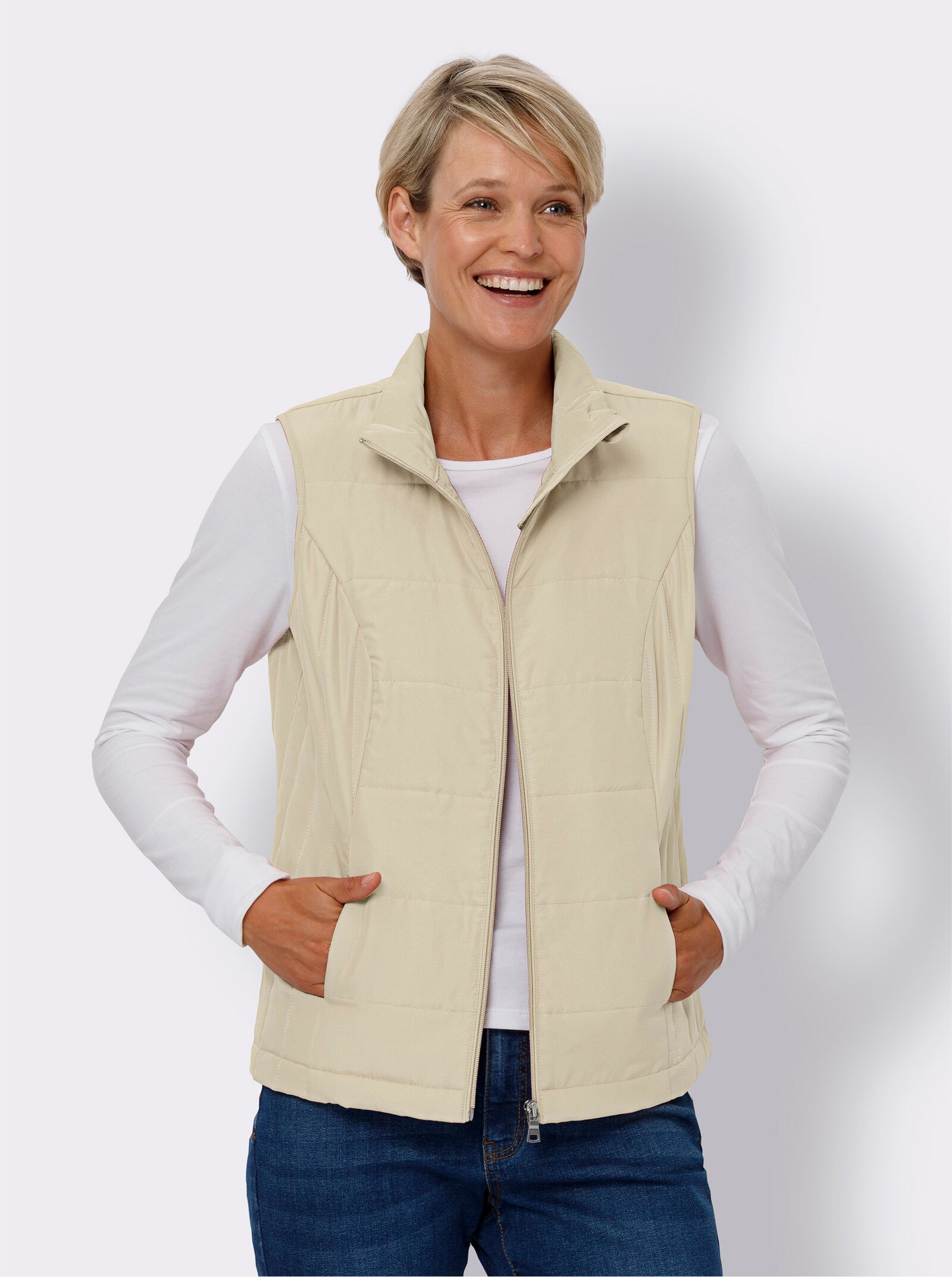 Bodywarmer met naadzakken - zand