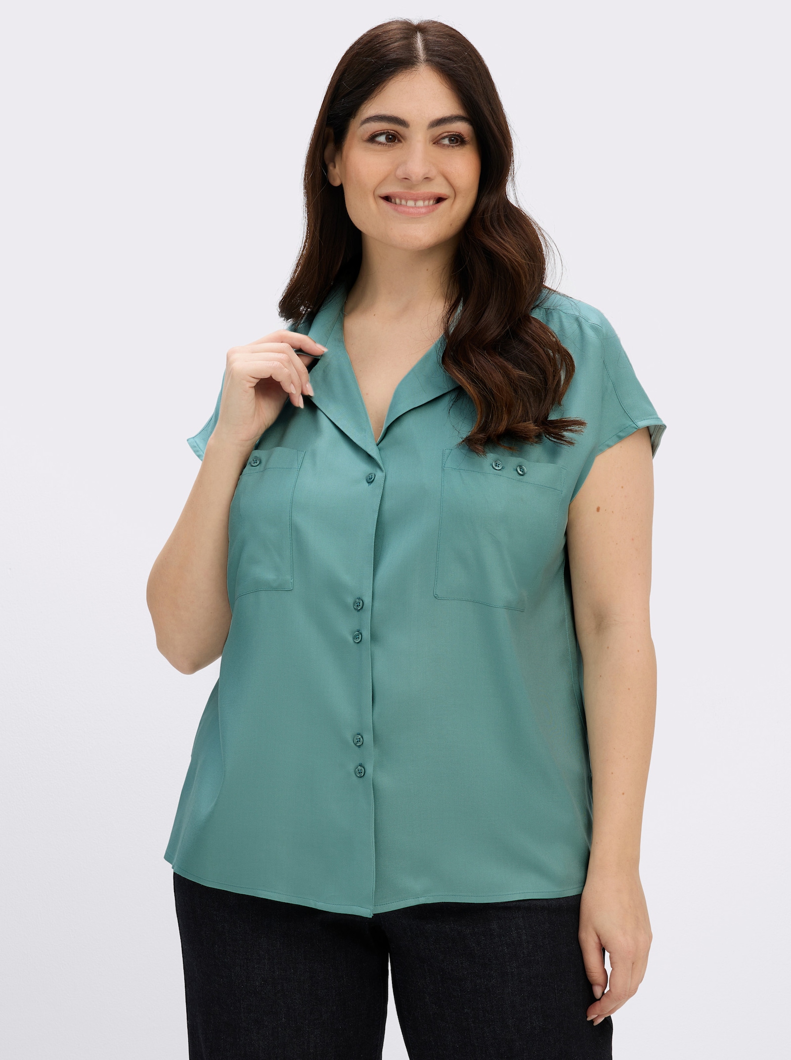 Longbluse in Oversize-Form, 100% Viskose - salbei