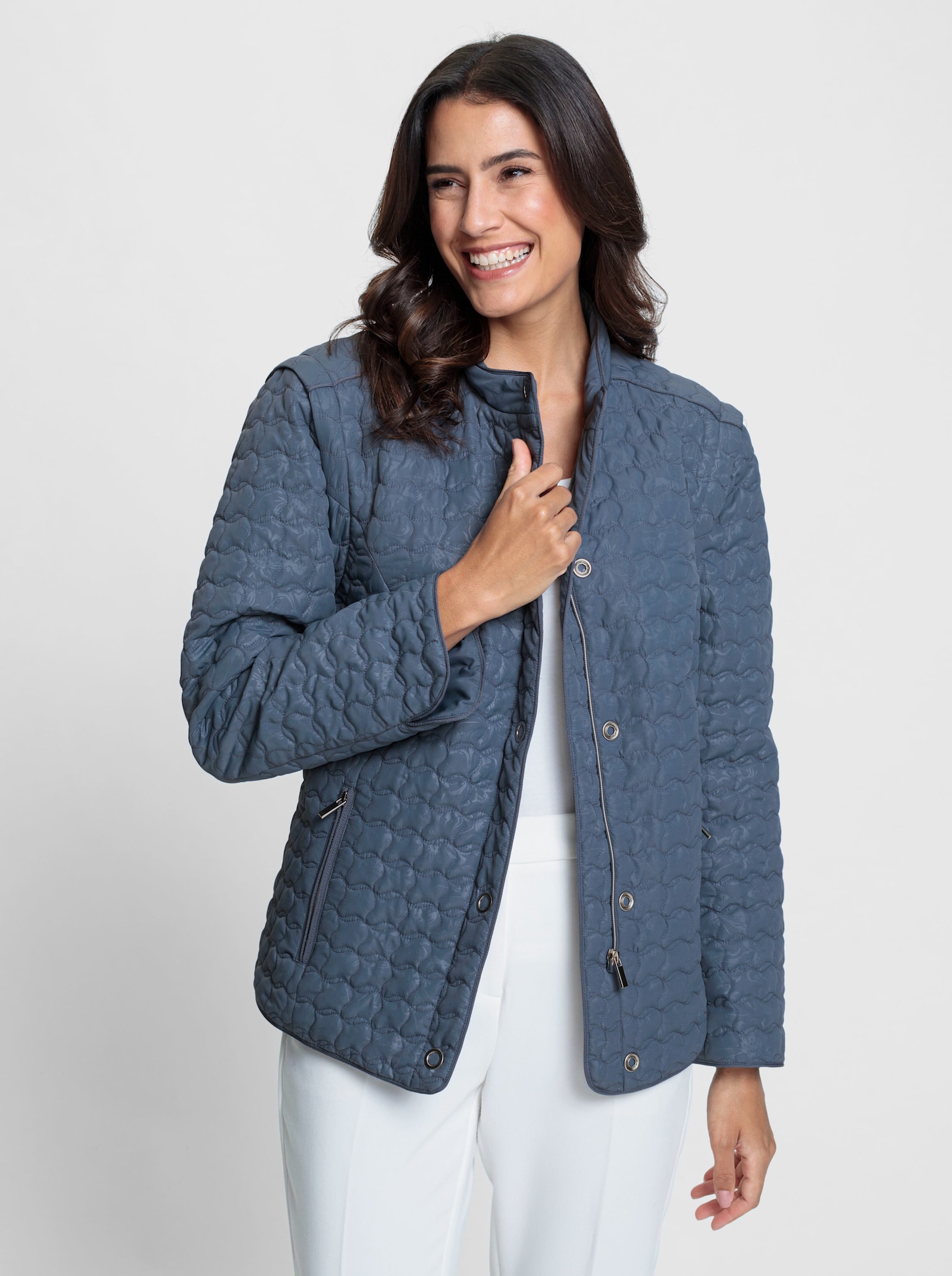 2-in-1-Jacke gesteppt - rauchblau-bedruckt