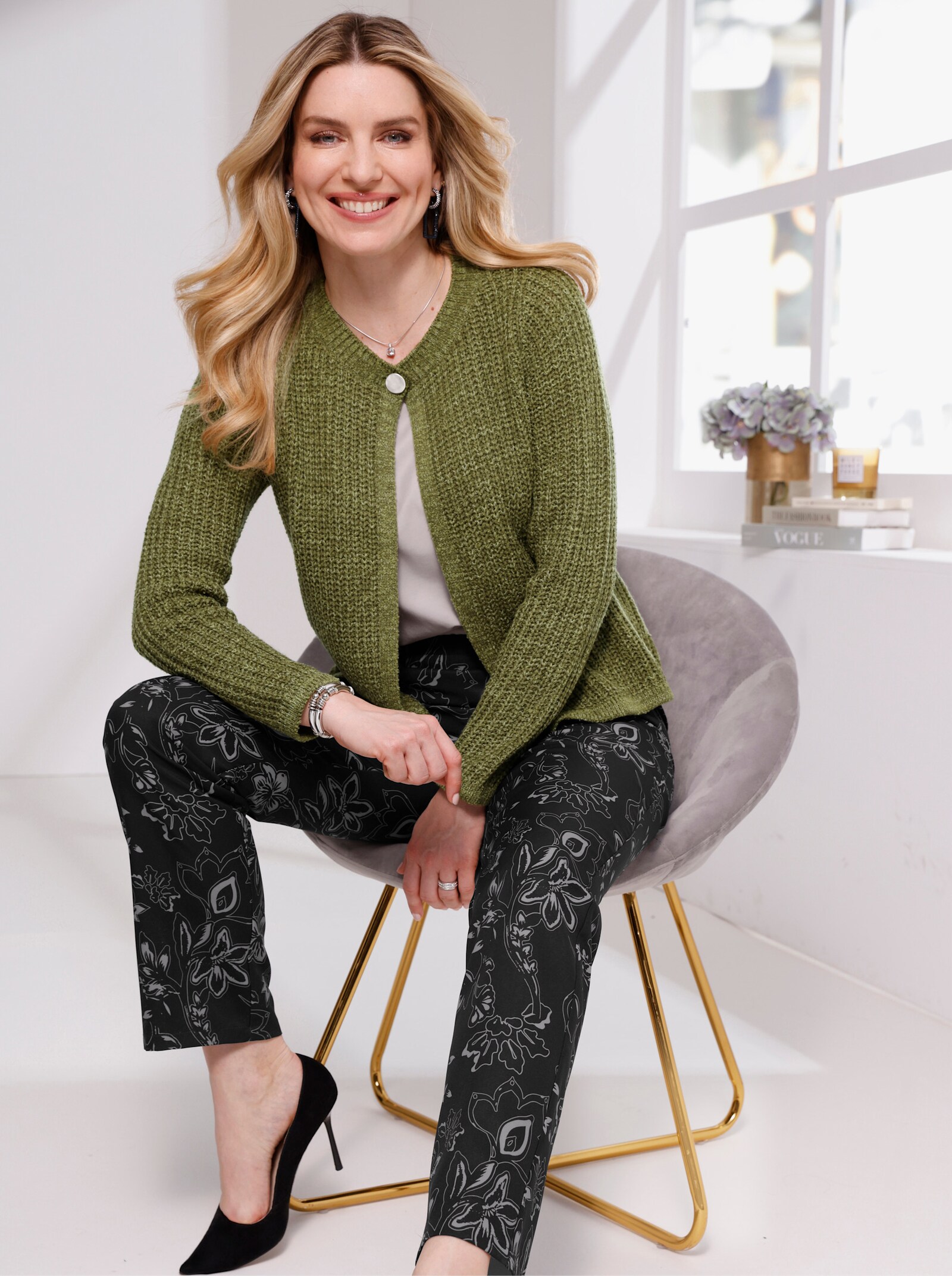 Schlupfhose mit Paisley-Print - schwarz-anthrazit-bedruckt