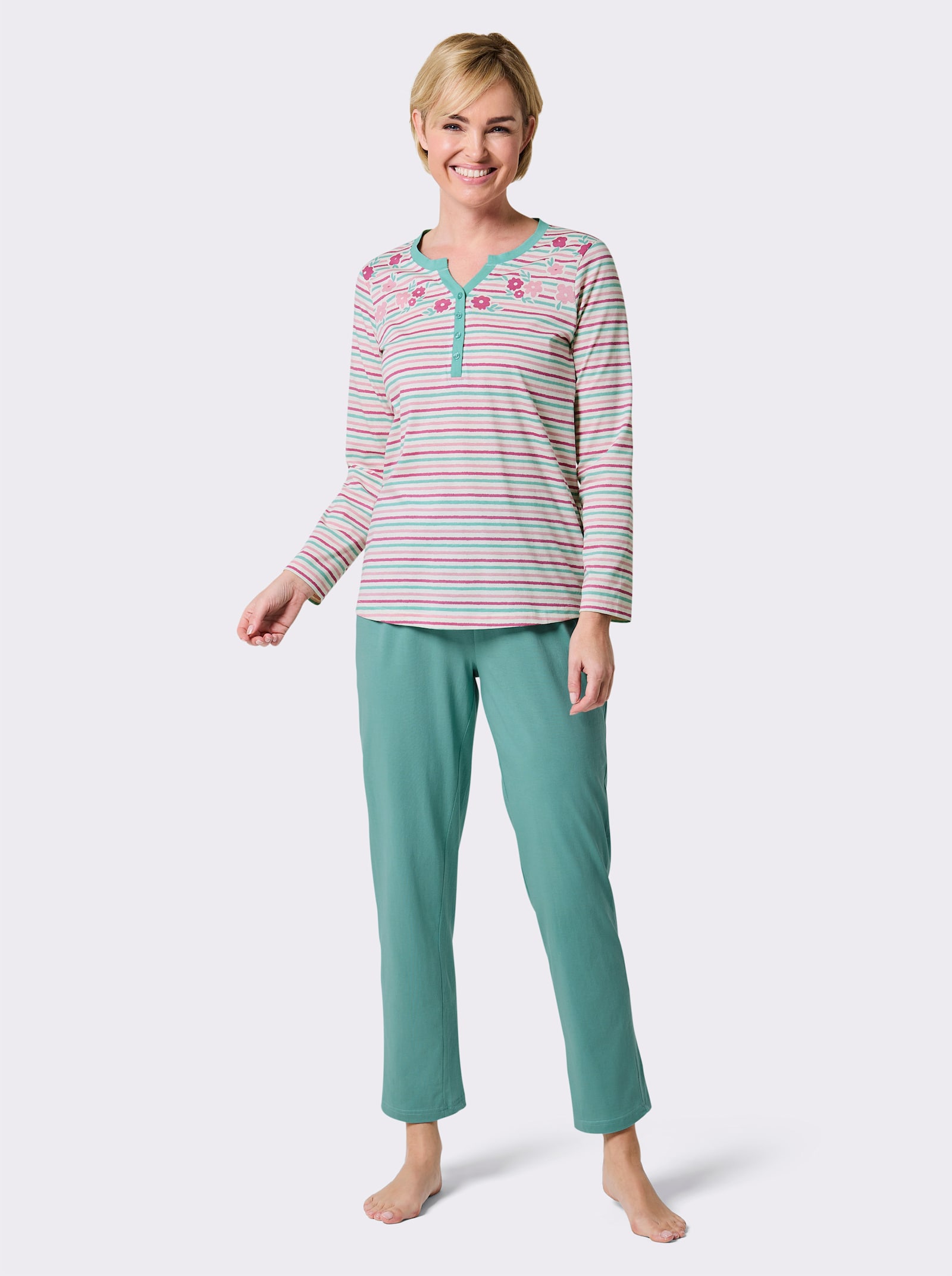 wäschepur Schlafanzug - salbei-erika-bedruckt