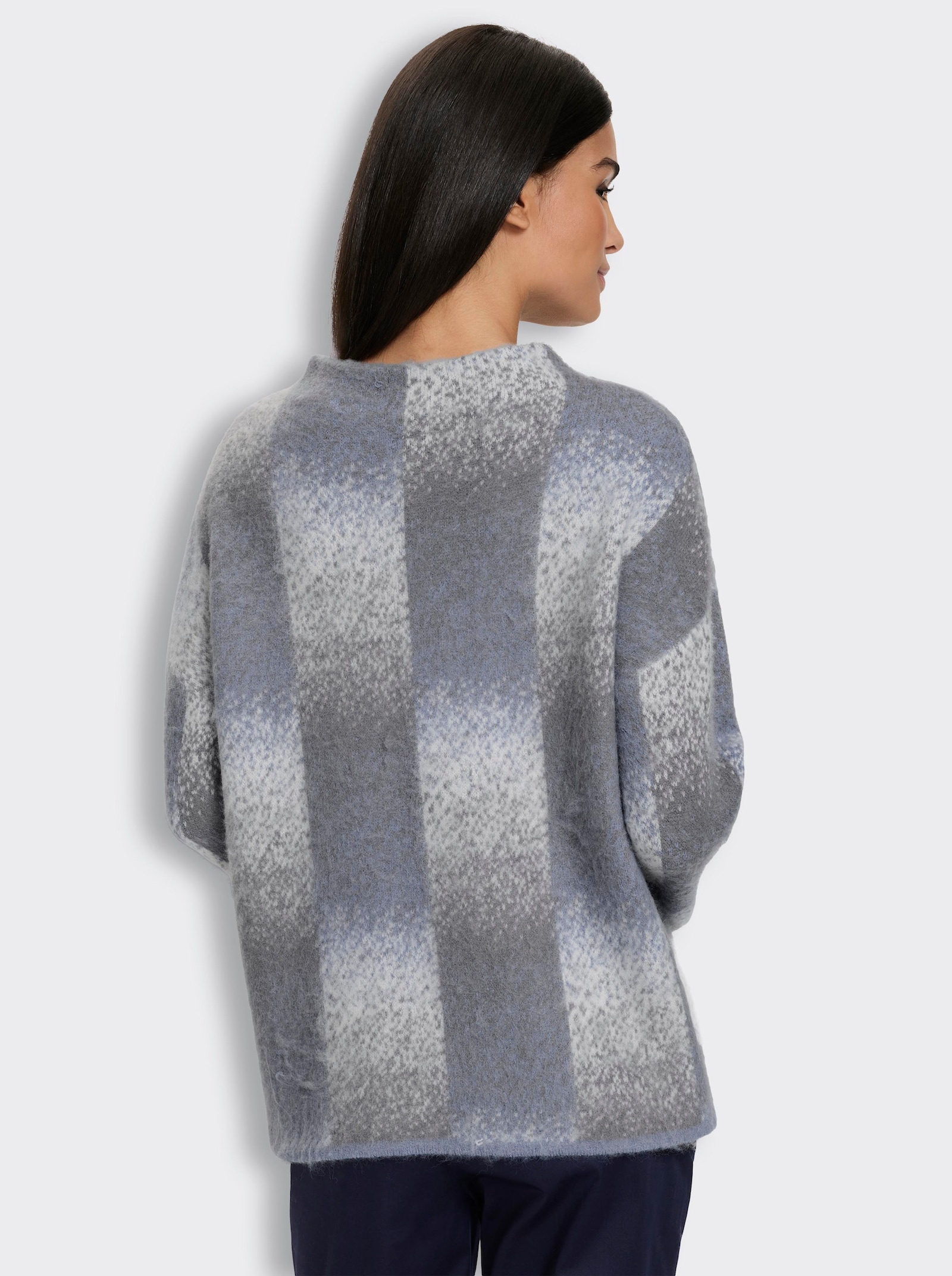 heine Jacquardpullover mit Seitenschlitzen - hellblau-hellgrau-gemustert