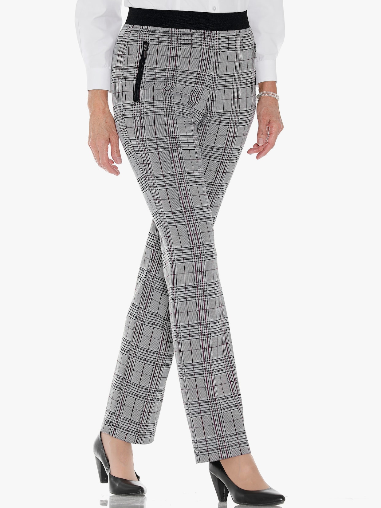 Jerseybroek - bordeaux + bordeaux/zwart geruit
