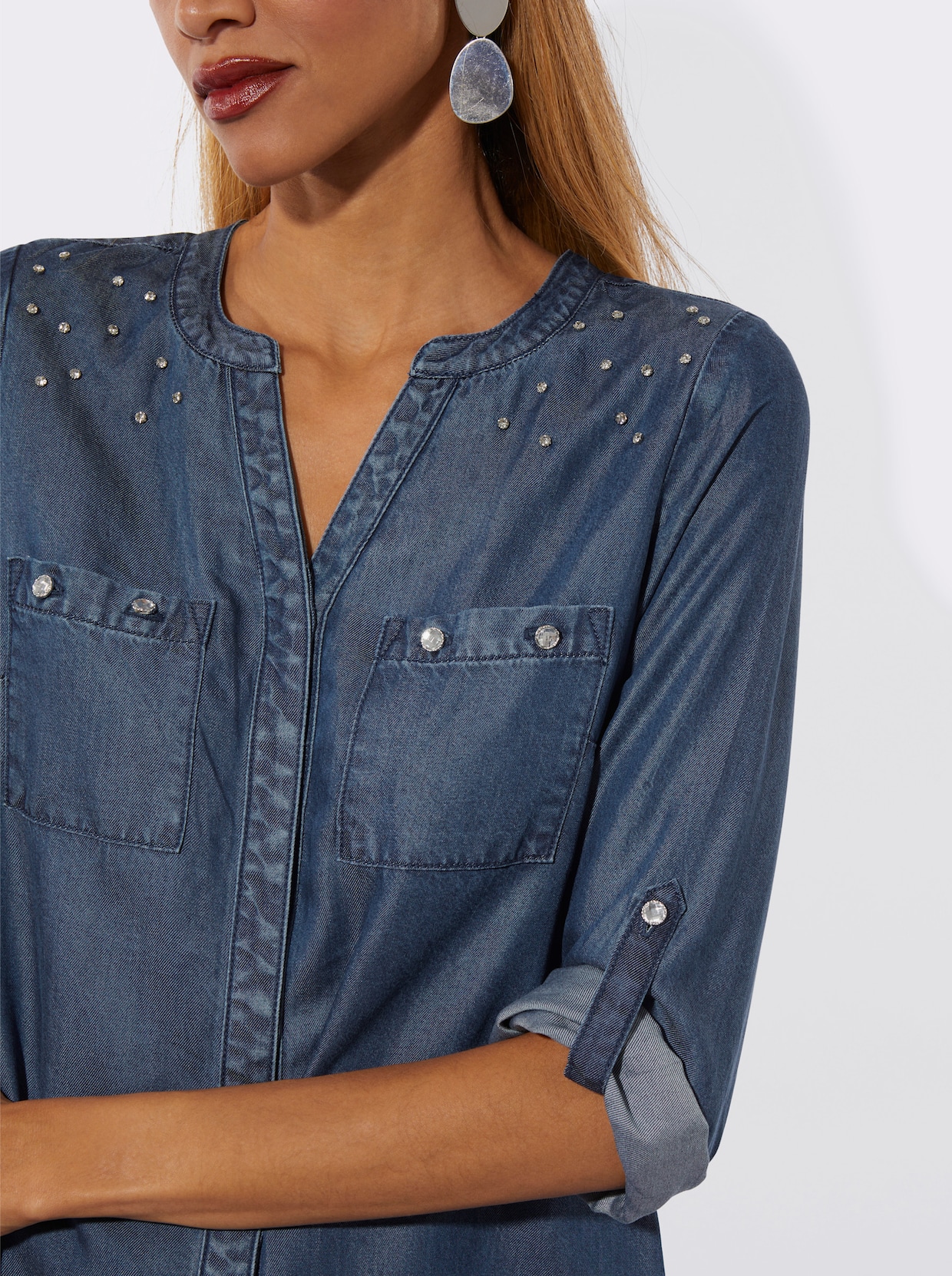 Langarm-Bluse - blue-bleached