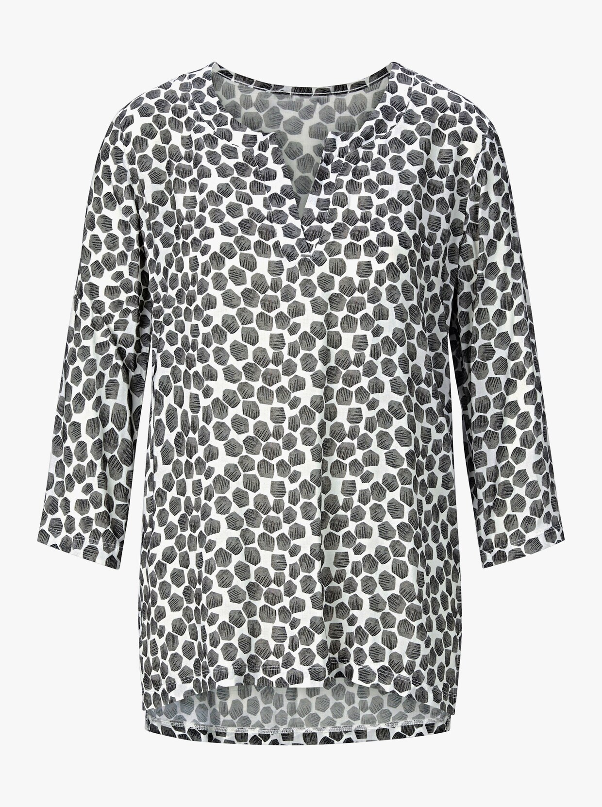 Schlupf-Bluse - grau-bedruckt
