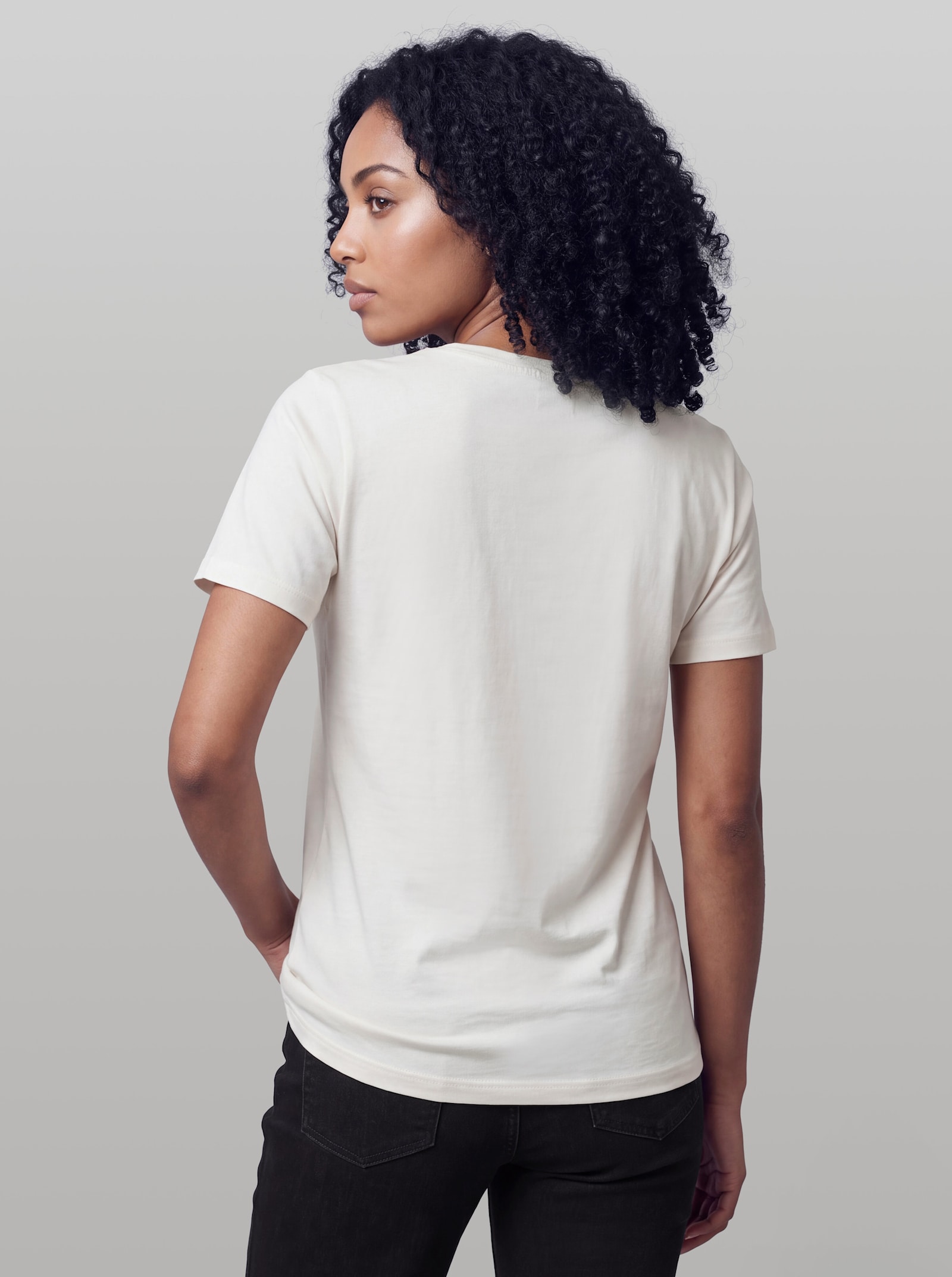 heine Kurzarmshirt mit Blüten-Applikation - ecru