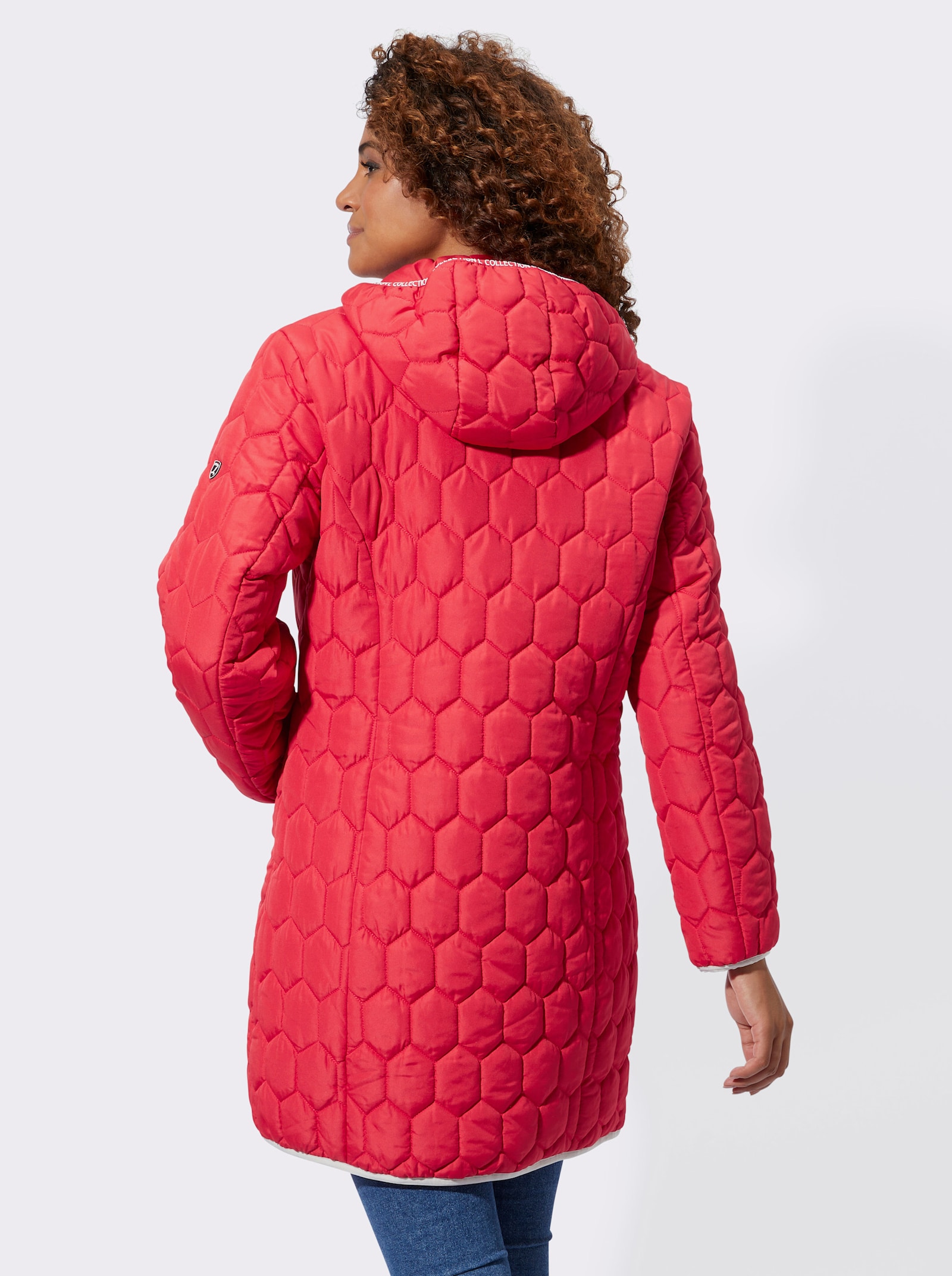 Gewatteerde mantel in doorgestikt dessin - aardbei