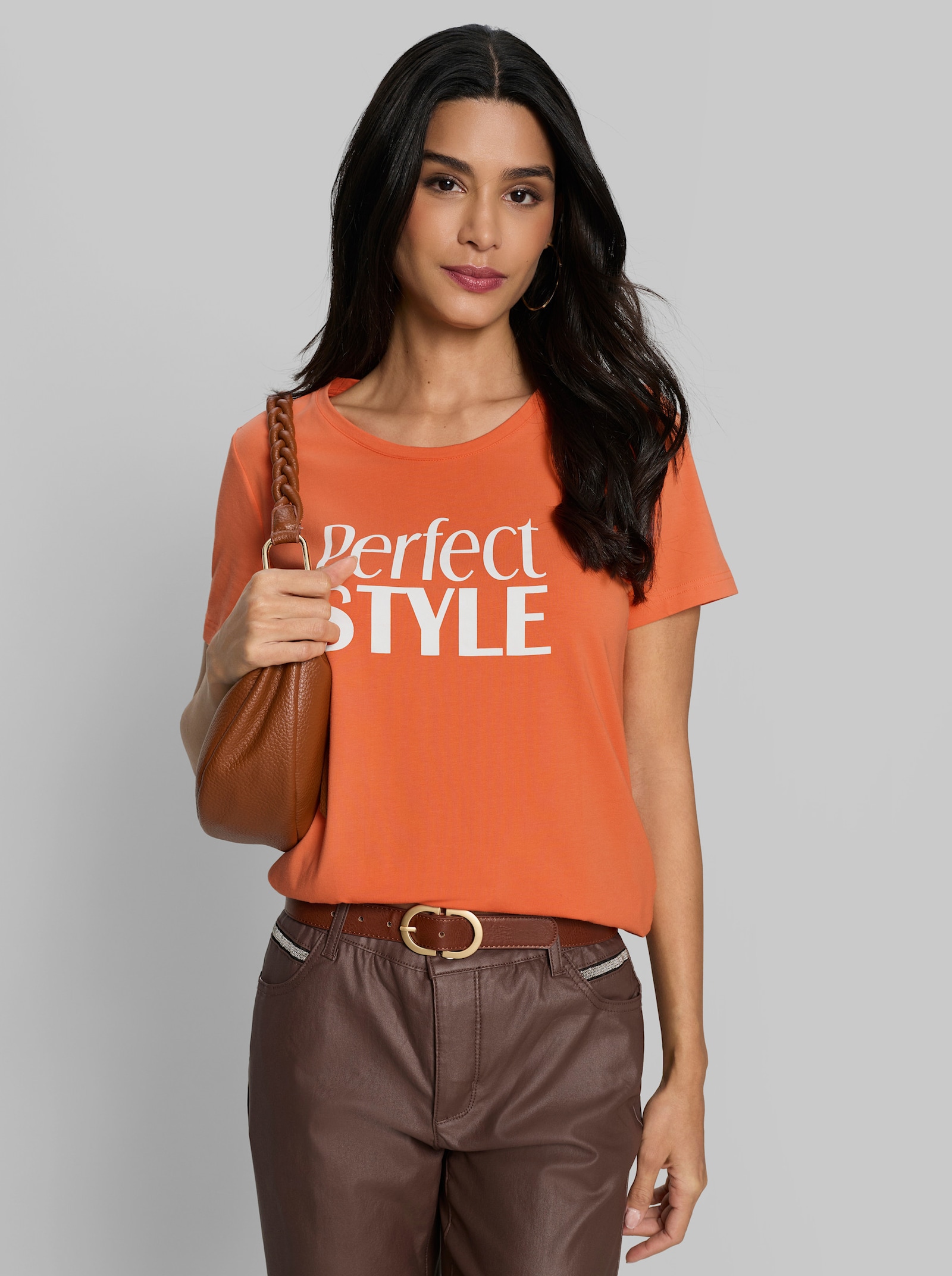 heine Kurzarmshirt mit Schriftzug - orange