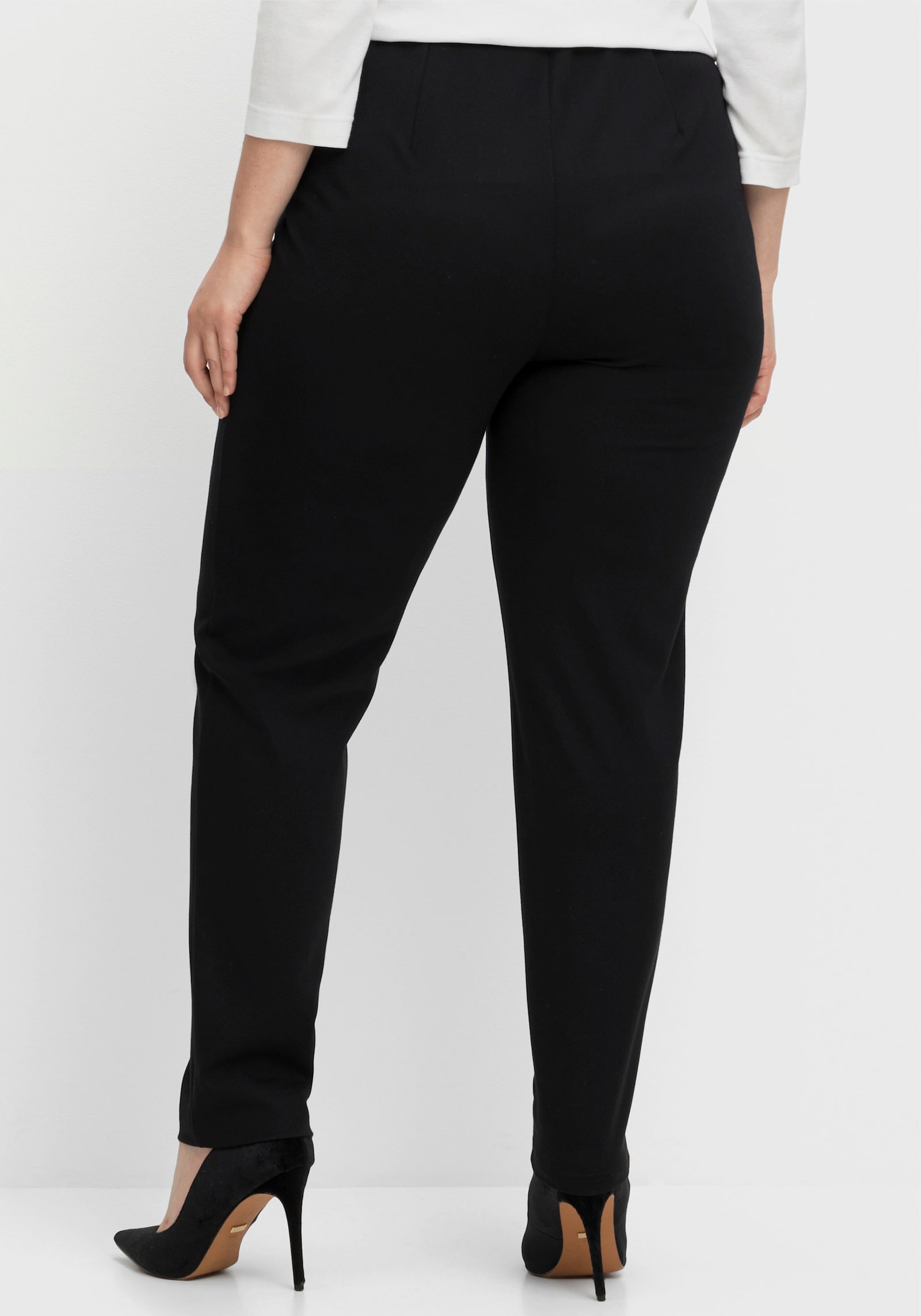 sheego Jerseyhose schmal, mit Schlupfbund - schwarz