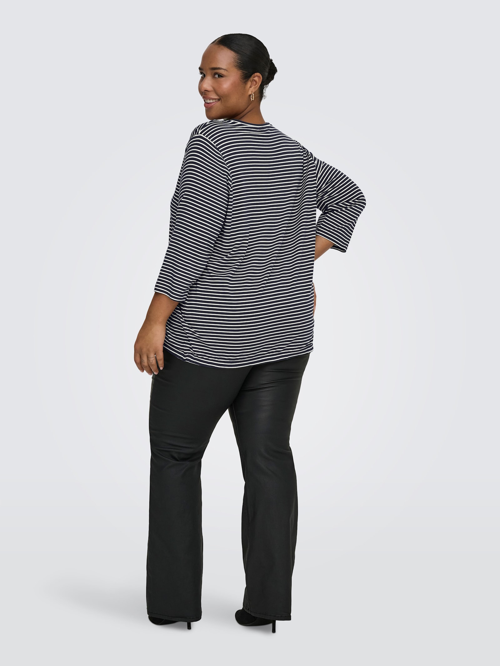 ONLY CARMAKOMA 3/4-Arm-Shirt - night sky stripes:cloud dancer