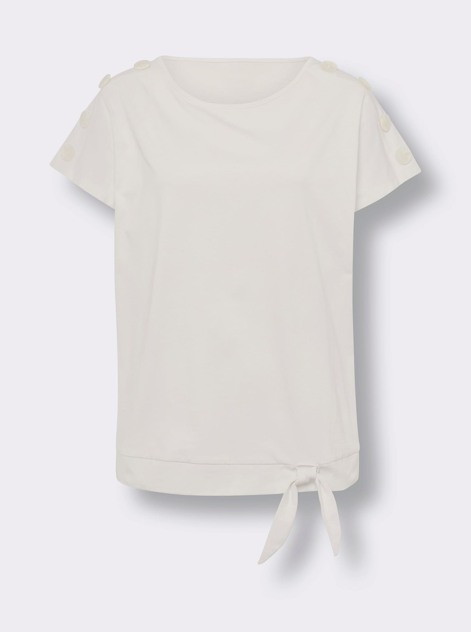 heine T-Shirt mit Bindeband am Saum - ecru