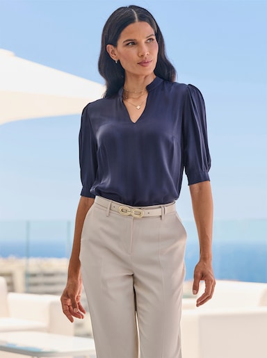 heine Kurzarm-Bluse - marine