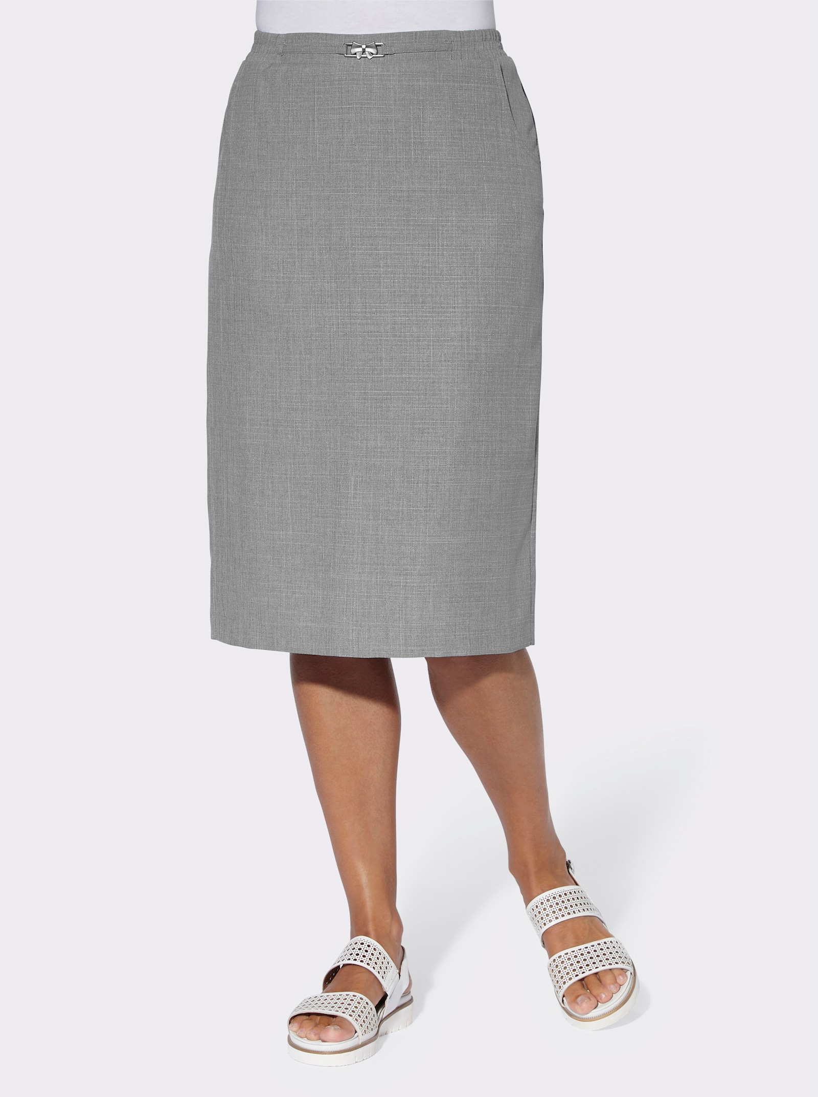 Schlupfrock in Leinen-Optik - steingrau-meliert