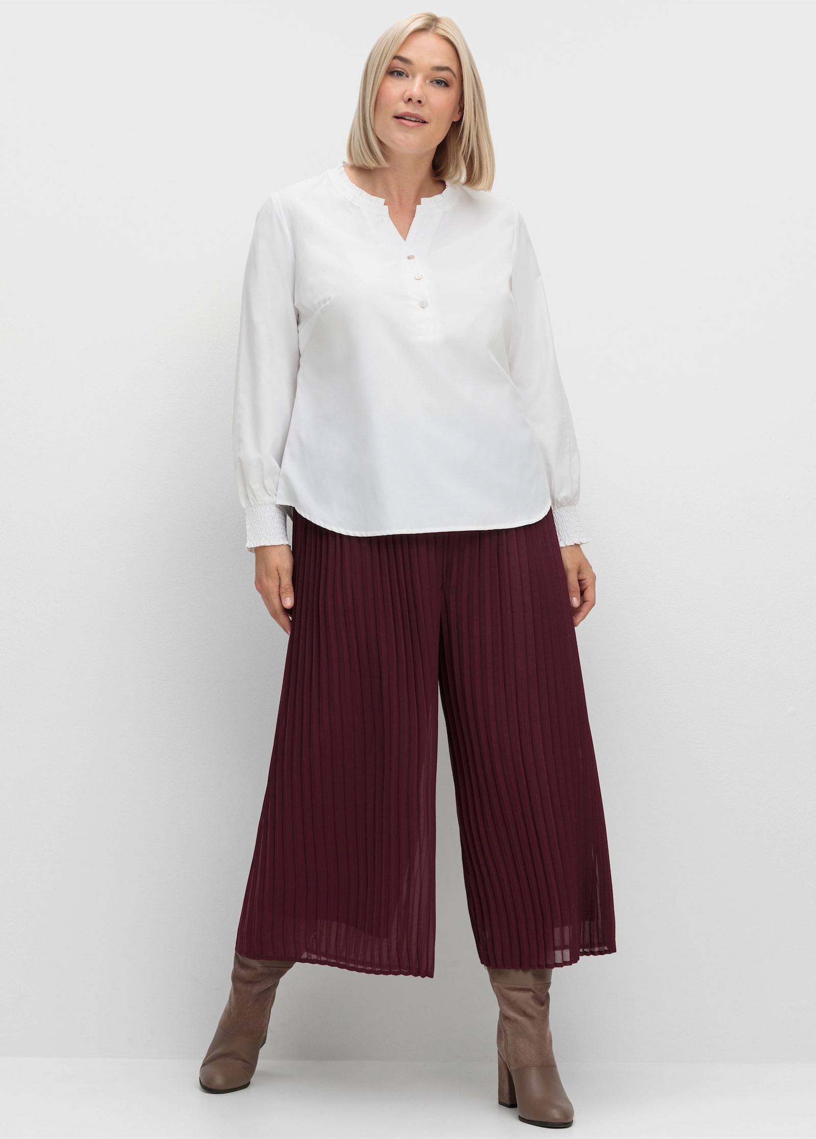 Schlupfhose in Plissee-Qualität - burgund