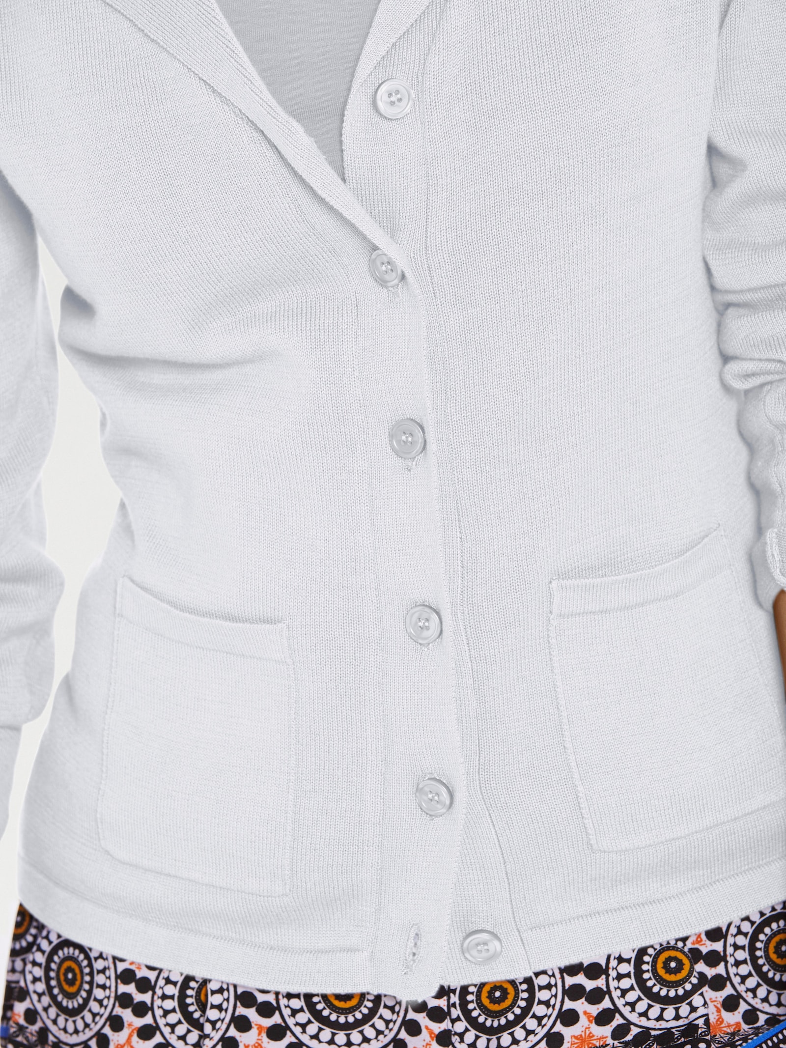 heine Feinstrickjacke mit Reverskragen - weiss