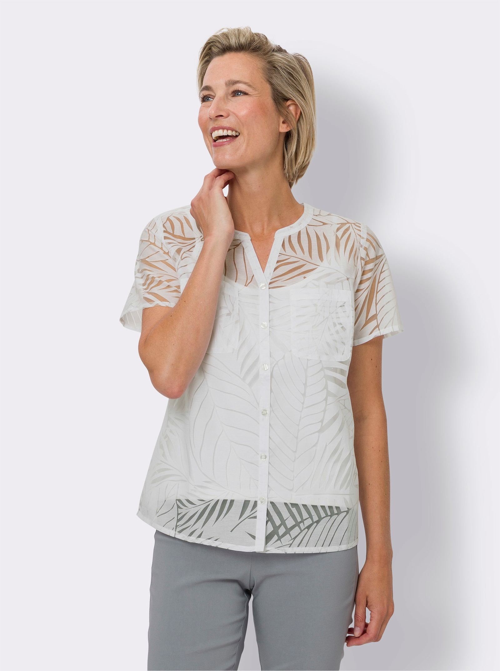 Blúzka, kr.ruk., náprs. vrecká - biela