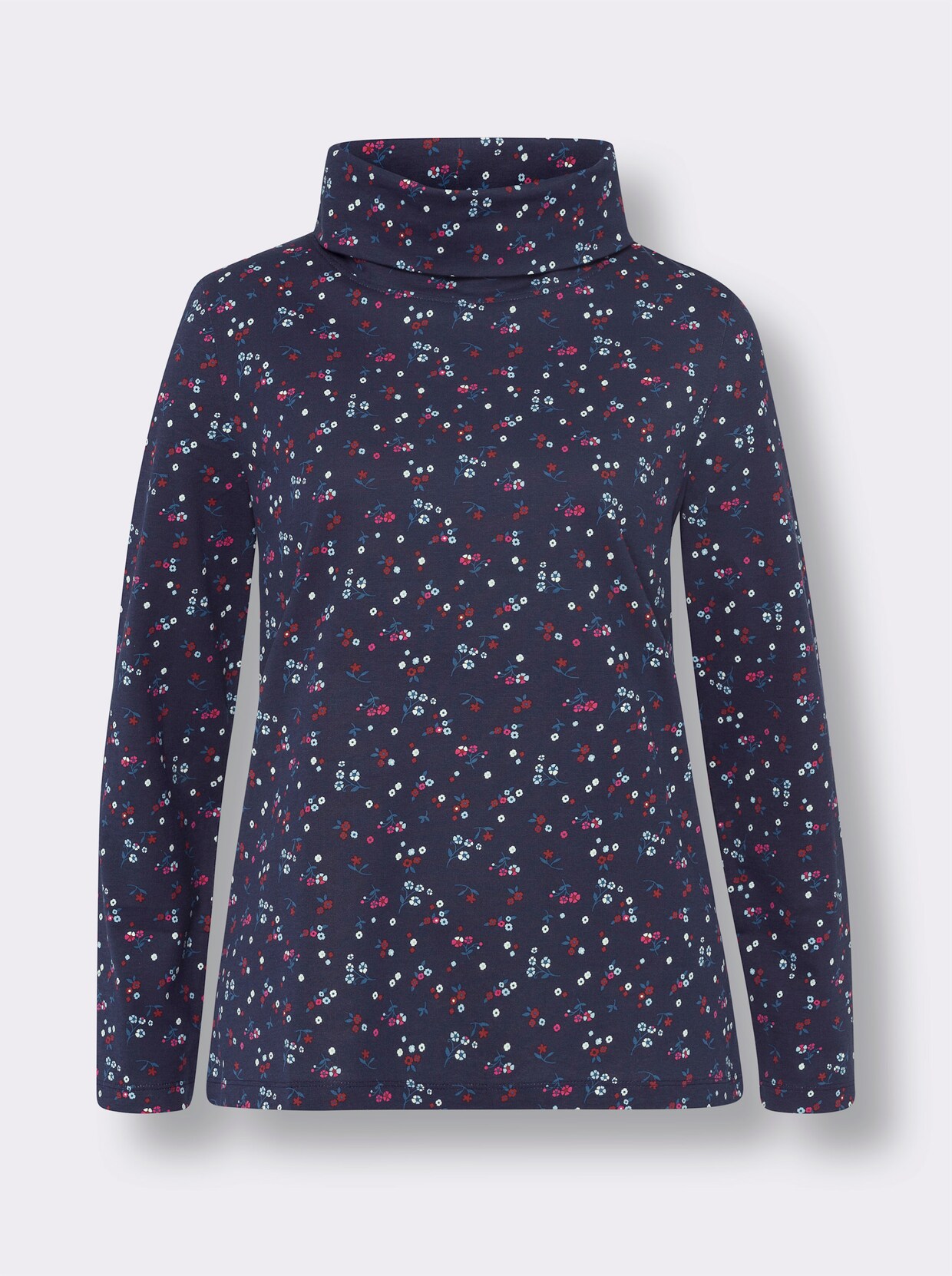 Shirt met rolkraag - marinejeans/blauw bedrukt