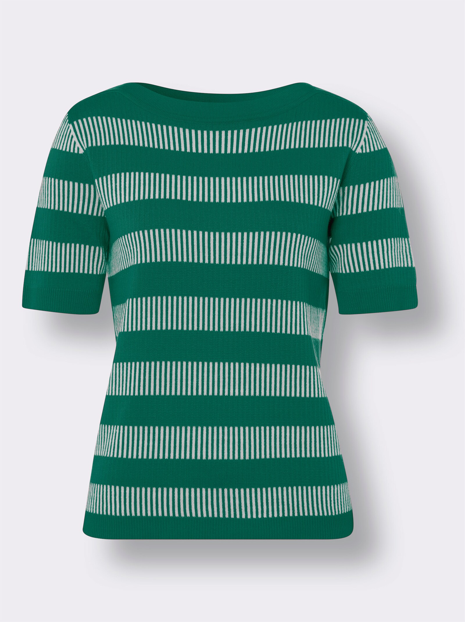 Pullover met korte mouwen van jacquard - groen/ecru gedessineerd