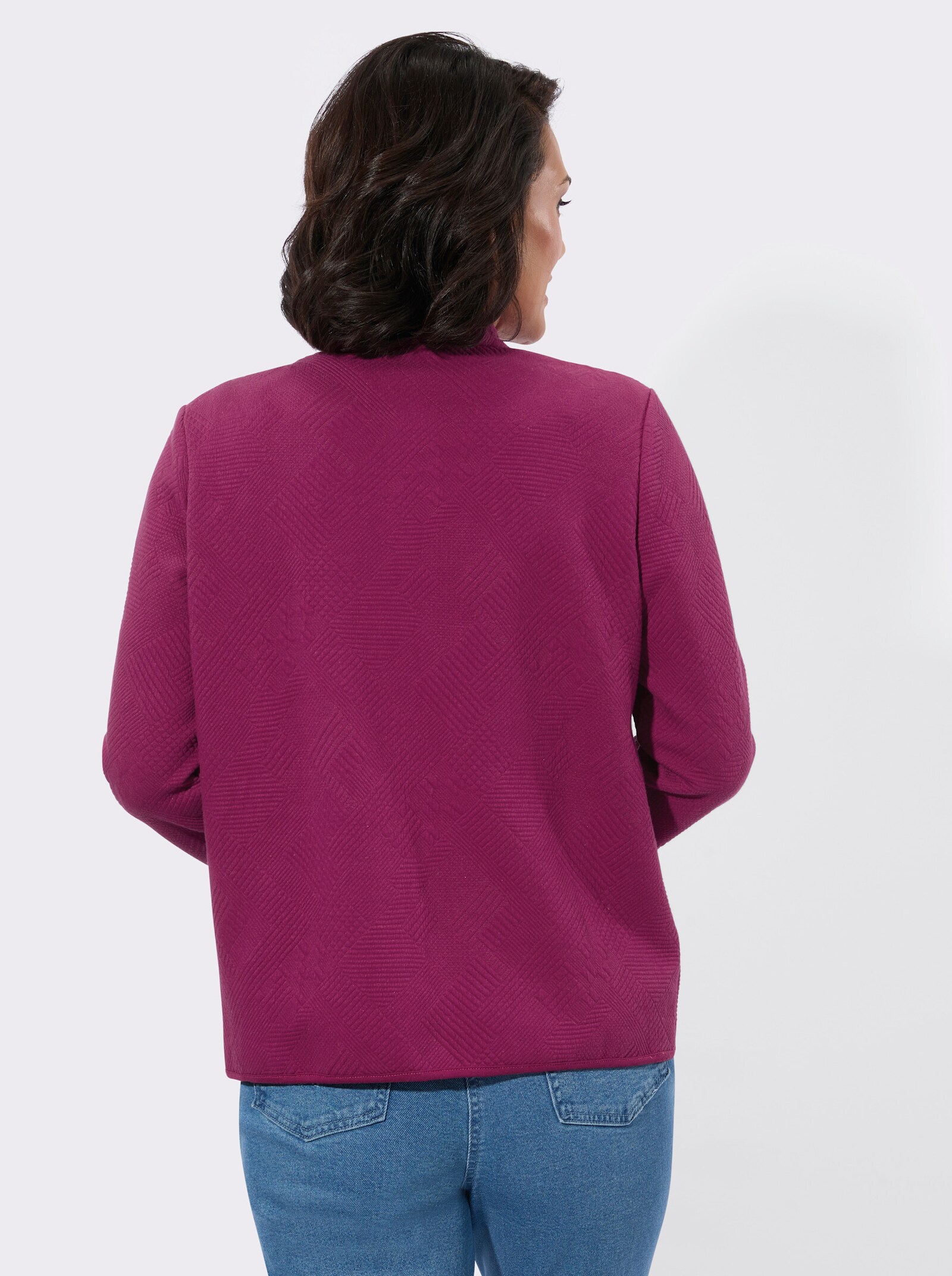 Shirtjacke im Jacquard-Mustermix - malve
