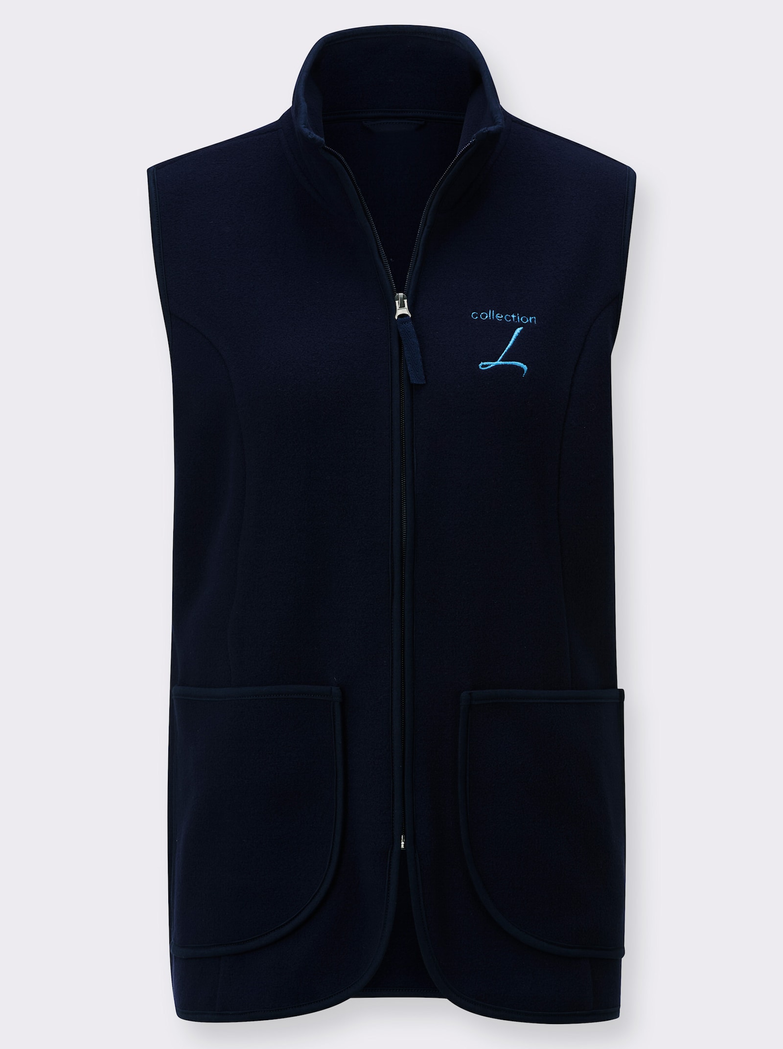Fleeceweste mit elastischen Paspeln - marine