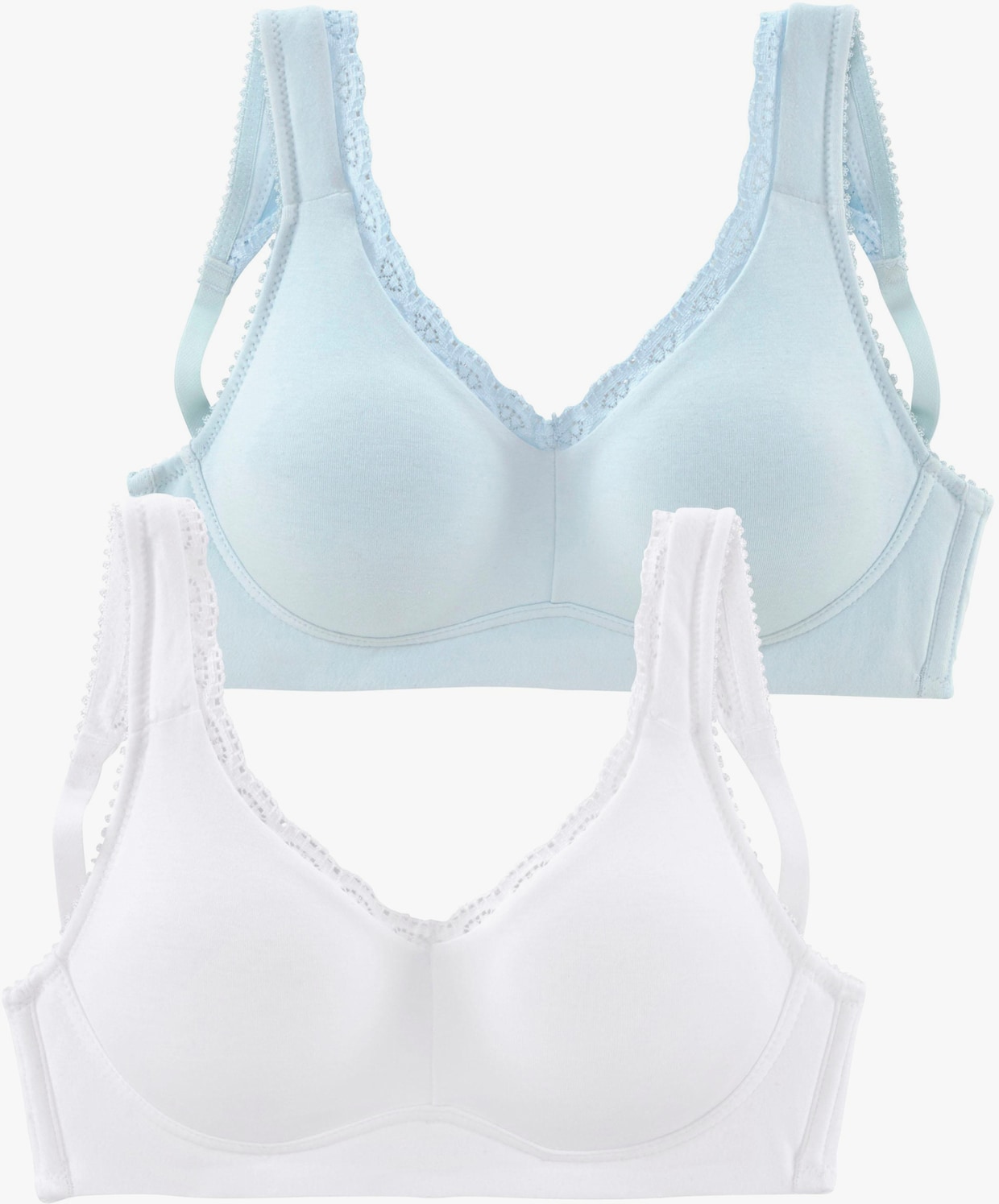 petite fleur Soutien-gorge doux - bleu clair + blanc