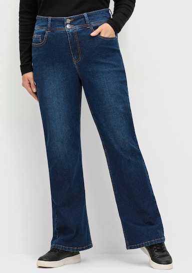sheego Bootcut-Jeans mit High-Waist-Bund - dark blue denim