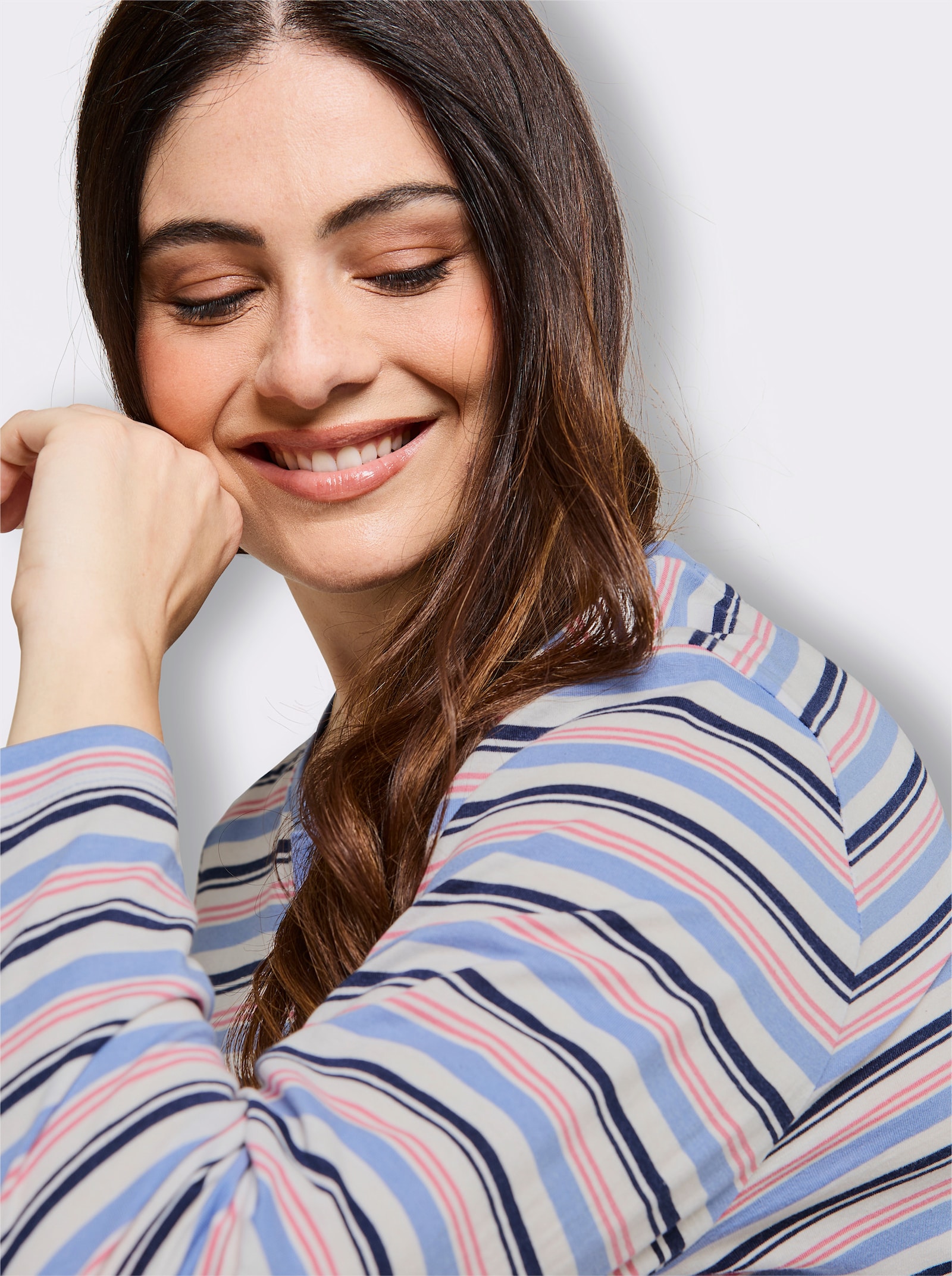 wäschepur Sleepshirt mit garngefärbtem Ringelmuster - bleu
