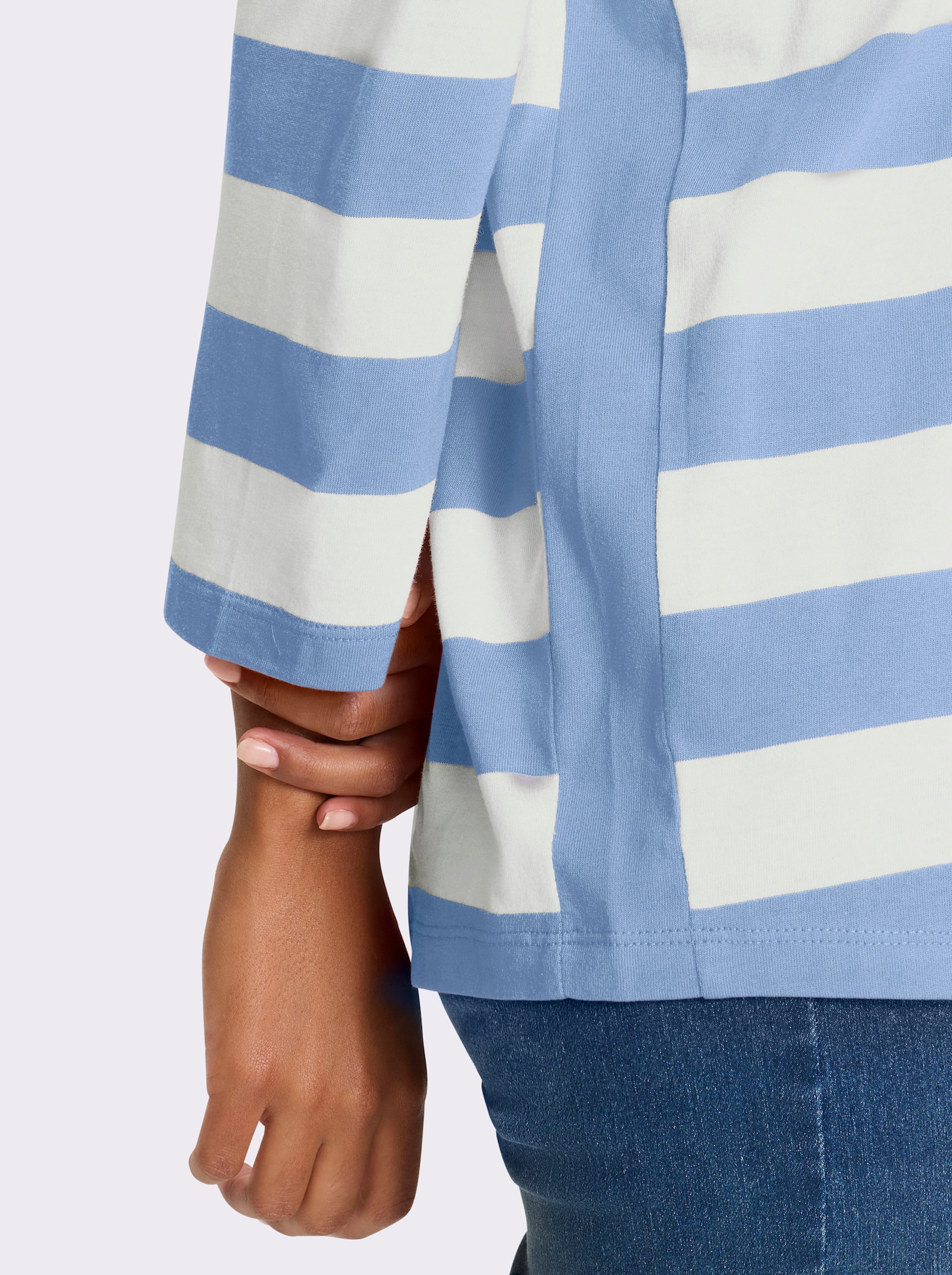 heine Streepjesshirt met inzetten opzij - ijsblauw/wit gestreept