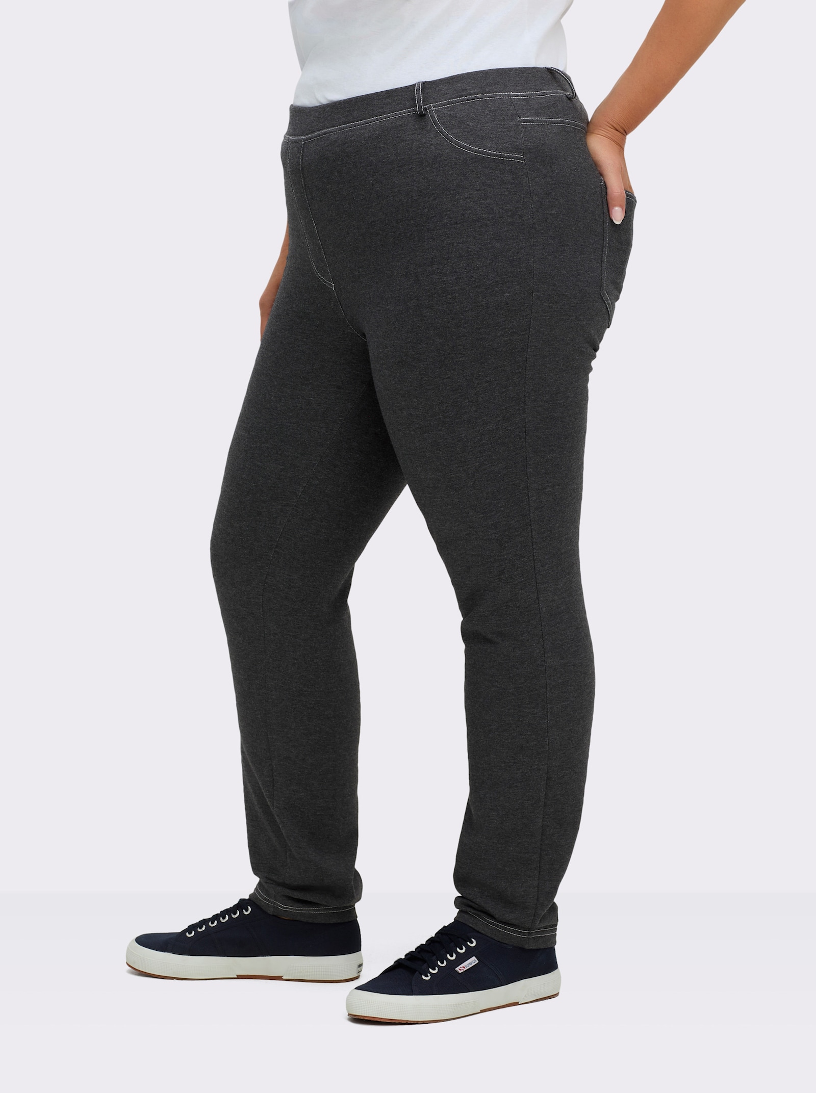 Hose innen wärmend angeraut - schwarz-meliert