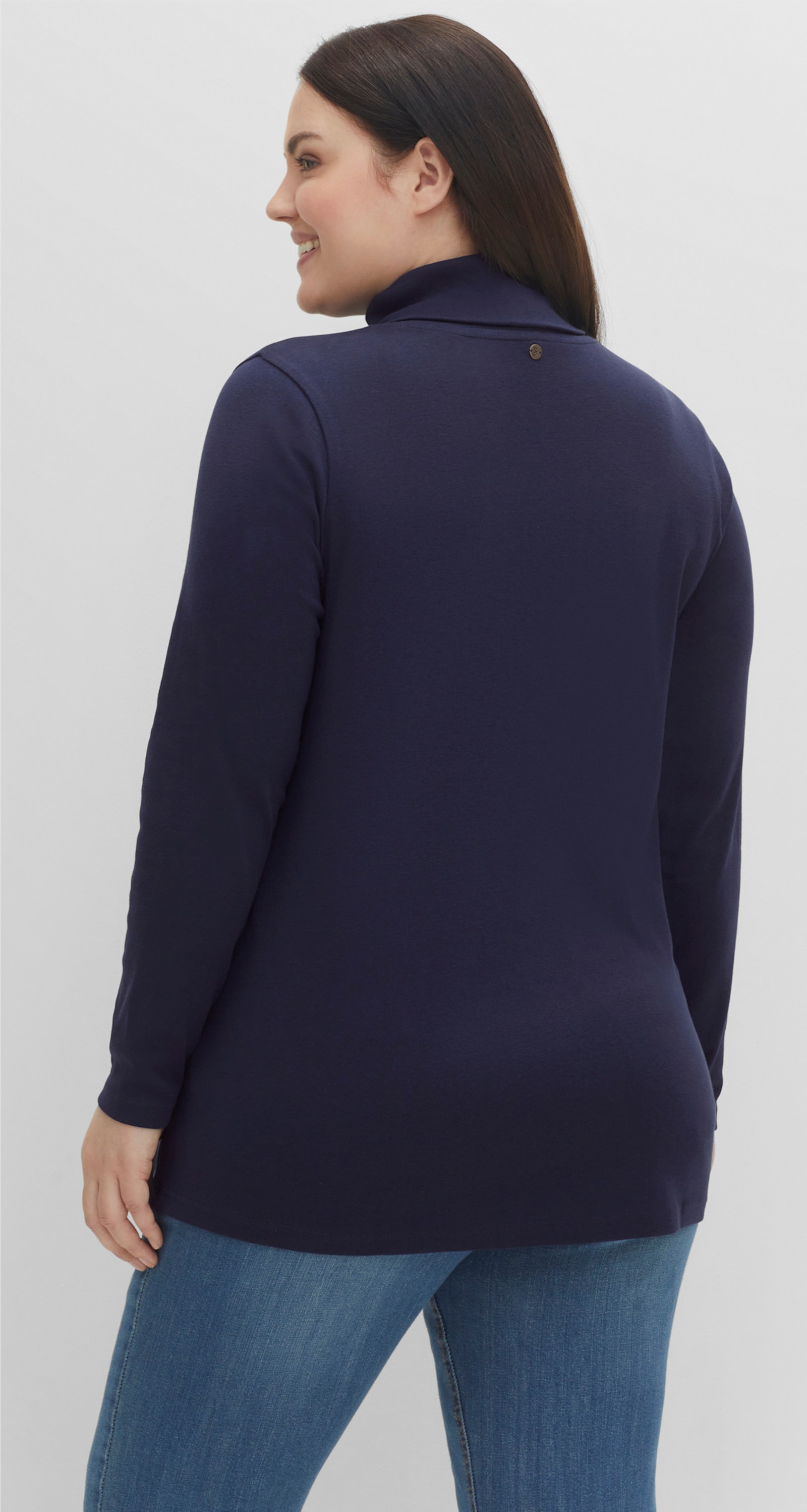 sheego Rollkragenshirt in A-Linie - marine