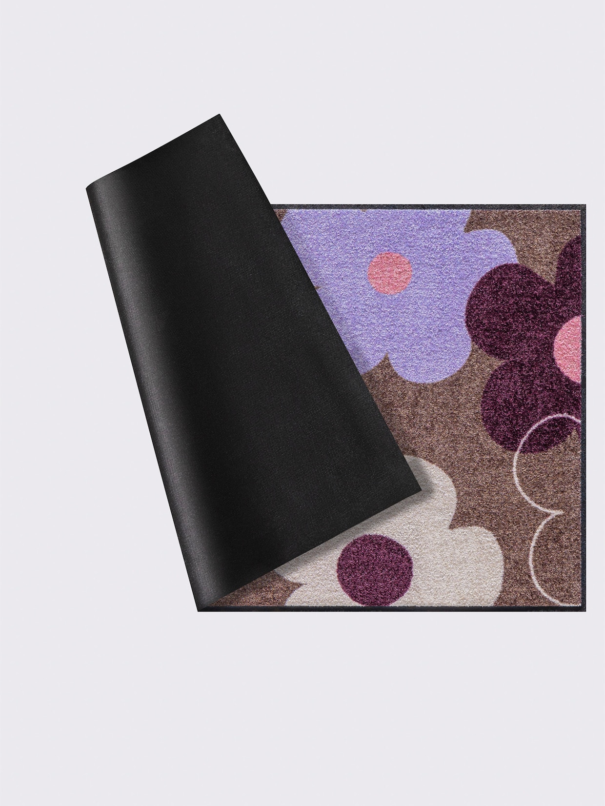 heine home Voetmat - taupe/bessenrood gedessineerd