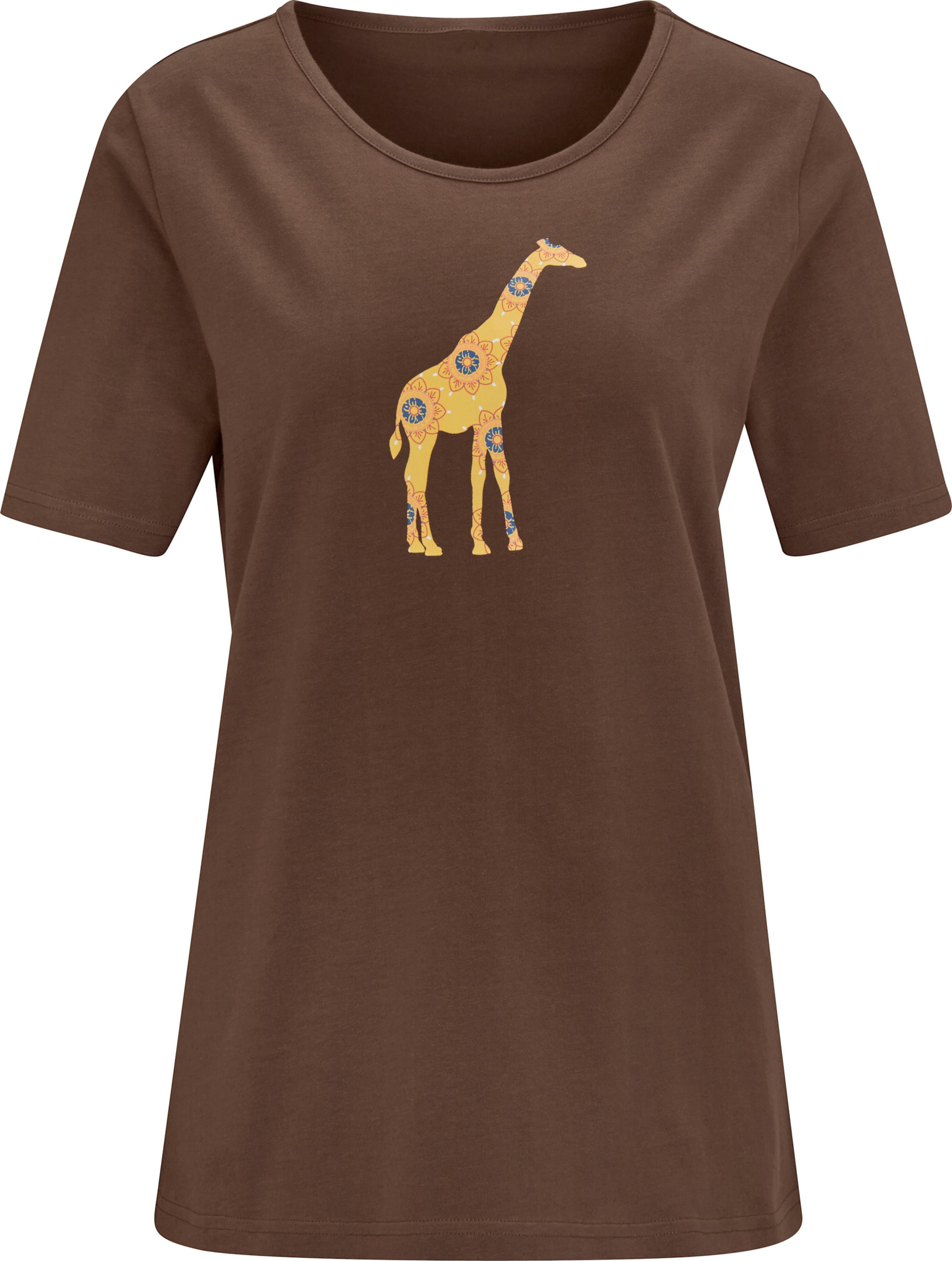 Farbe günstig Kaufen-T-Shirt in schoko von heine. T-Shirt in schoko von heine <![CDATA[Wir entfachen das Fernweh mit diesem Shirt, das in jeder Farbe ein anderes exotisches Druck-Motiv im Vorderteil zeigt.]]>. 