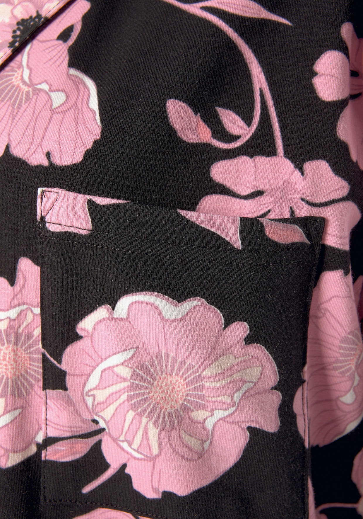 LASCANA Nachthemd - roze/zwart gebloemd/gedessineerd