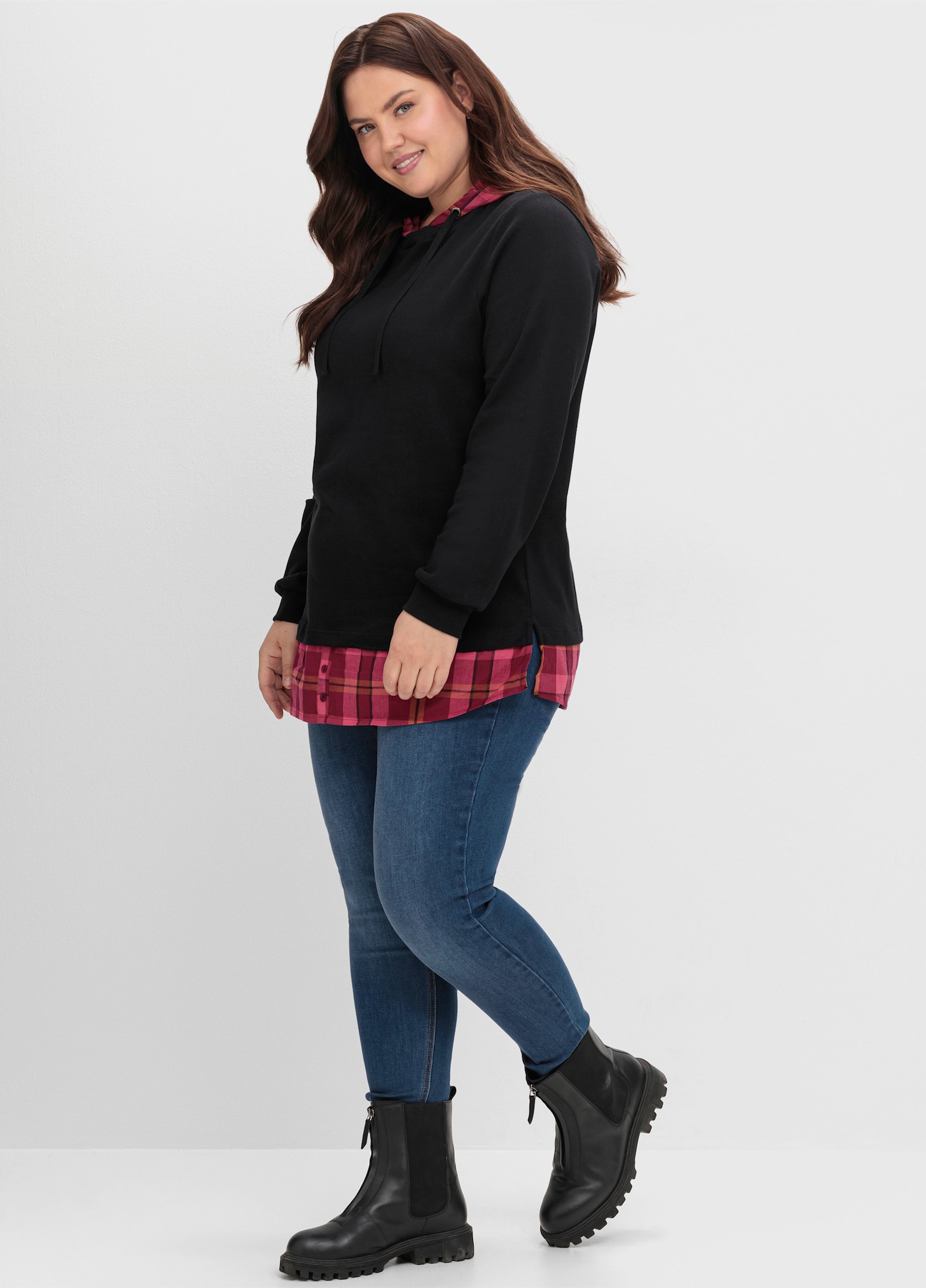 sheego Stiefelette mit Reißverschluss vorne - schwarz