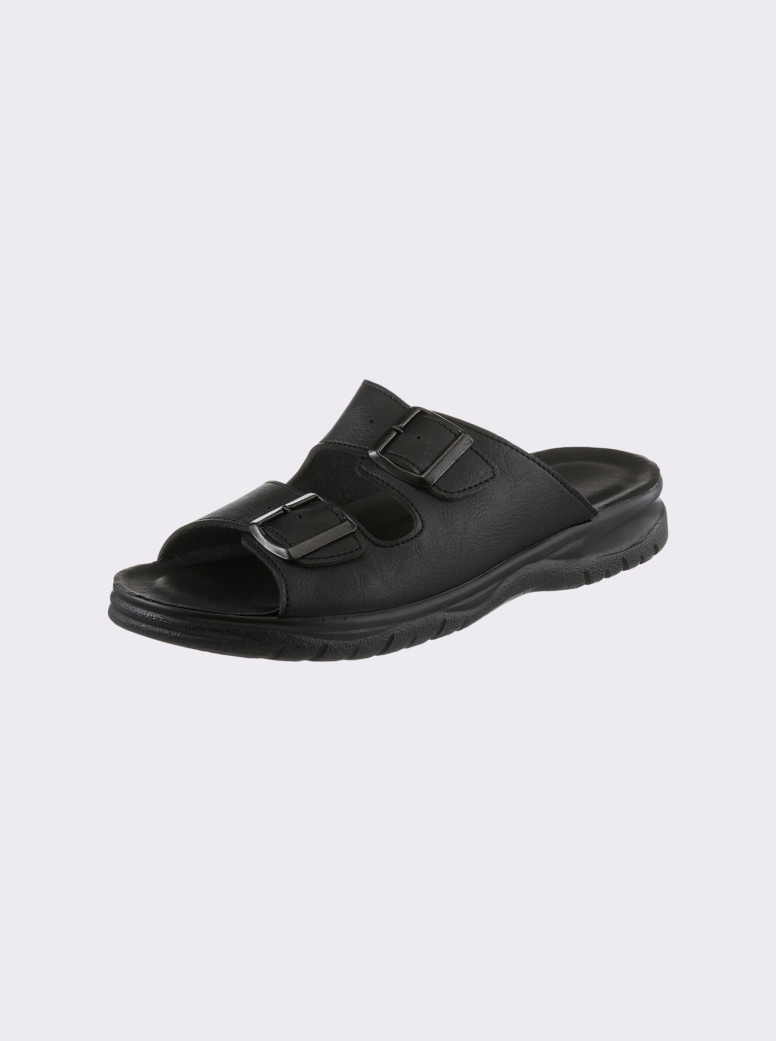 airsoft modern+ Pantolette aus Lederimitat, weich gepolstert - schwarz