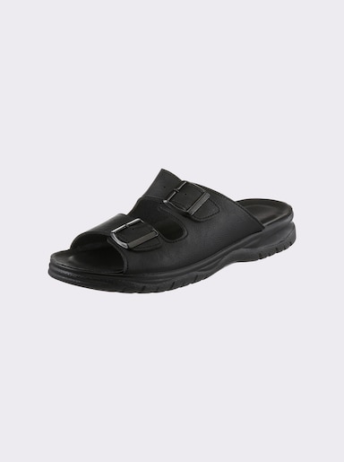 airsoft modern+ Pantolette aus Lederimitat, weich gepolstert - schwarz