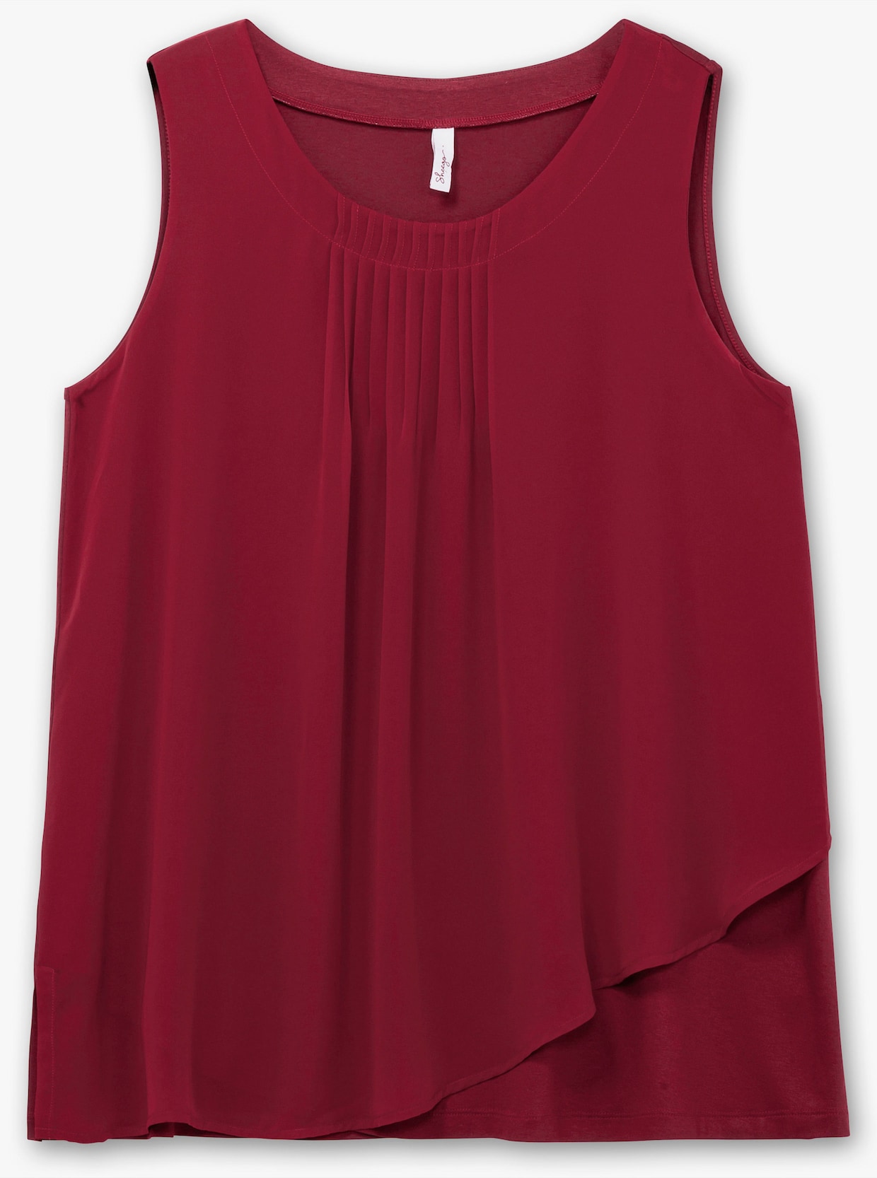 sheego 2-in-1-Top aus Chiffon und Jersey - rubinrot