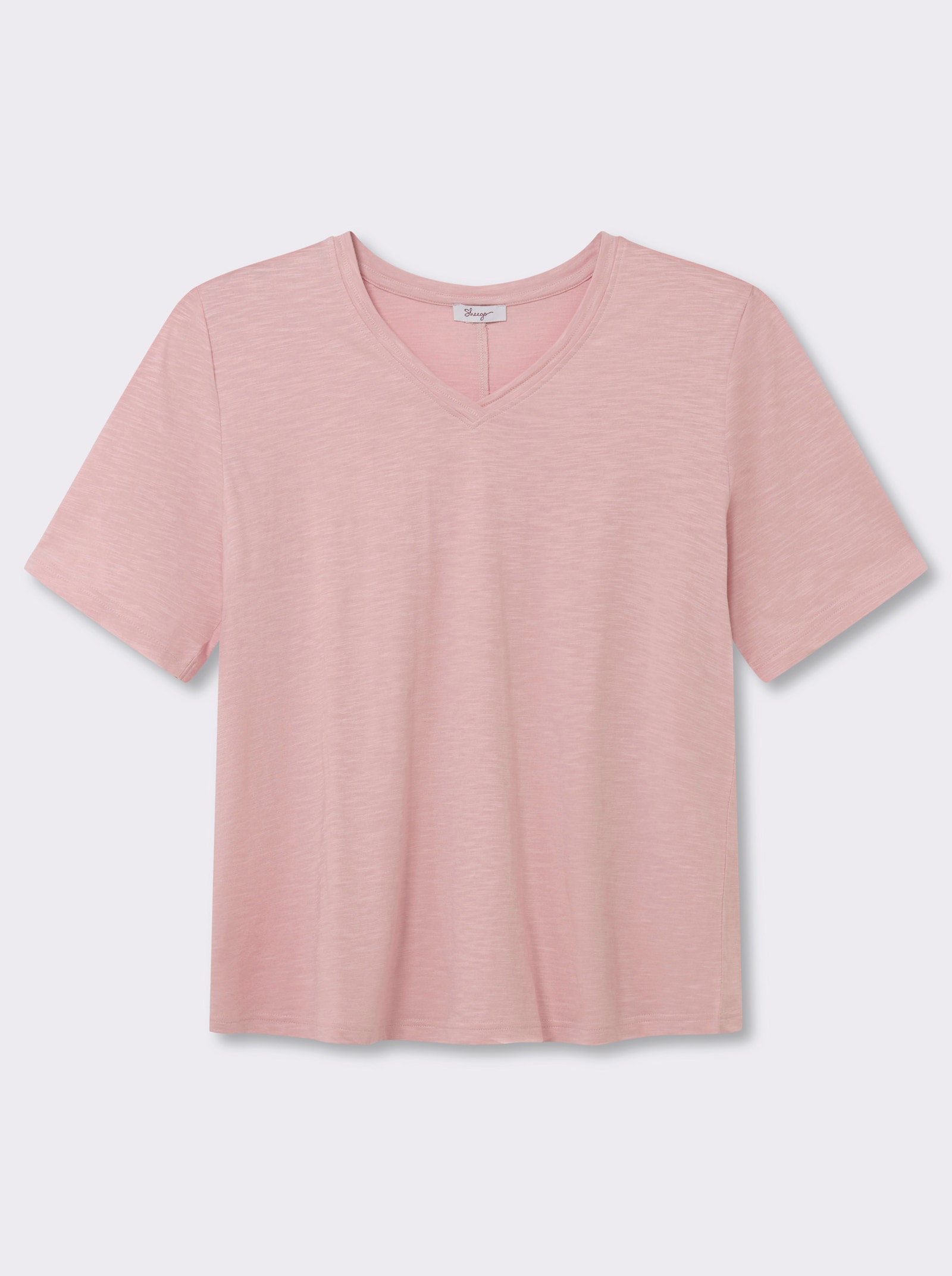 sheego V-Shirt in Flammgarn-Optik - hortensie