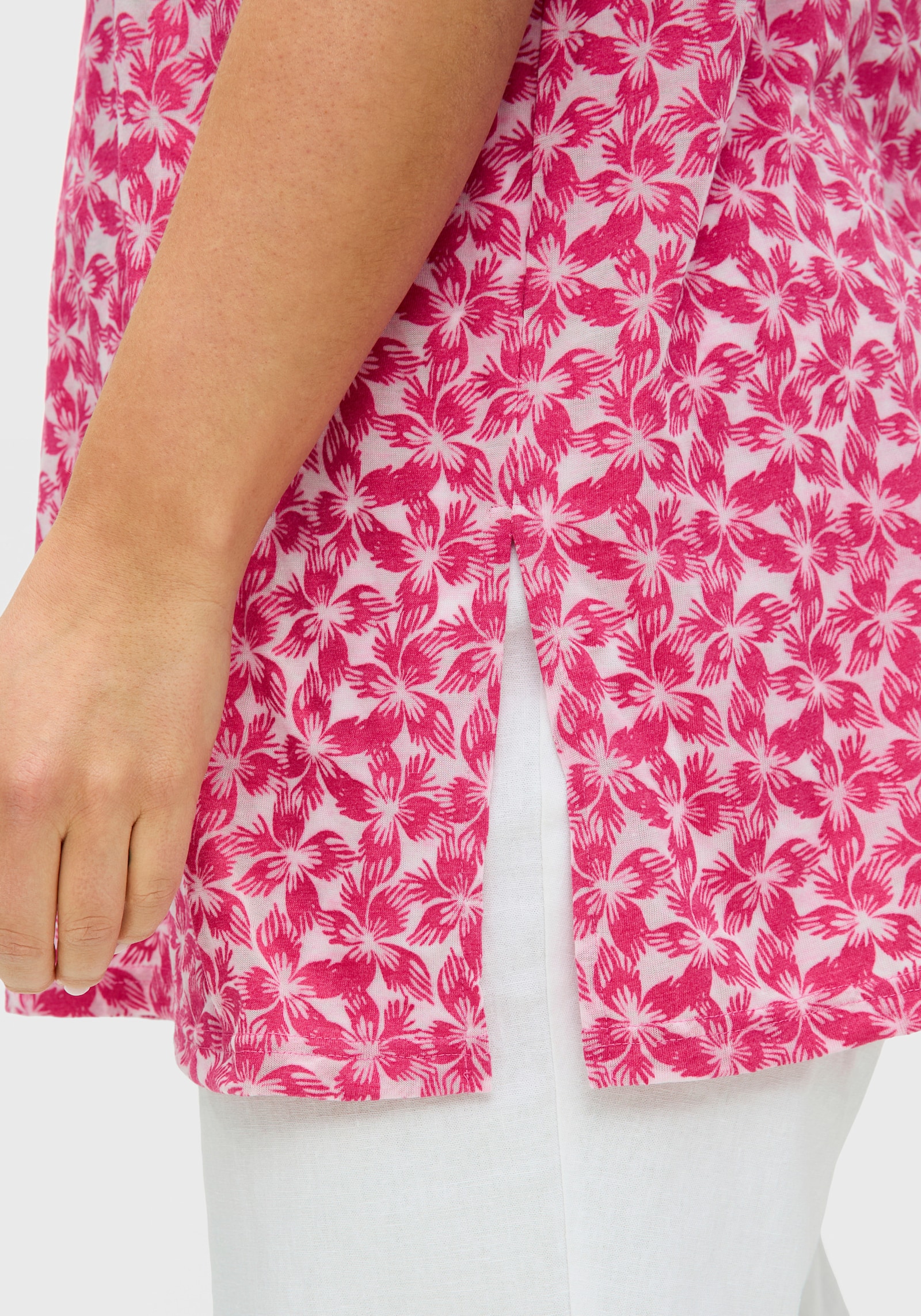 sheego Shirt met korte mouwen en etskantpatroon - fuchsia