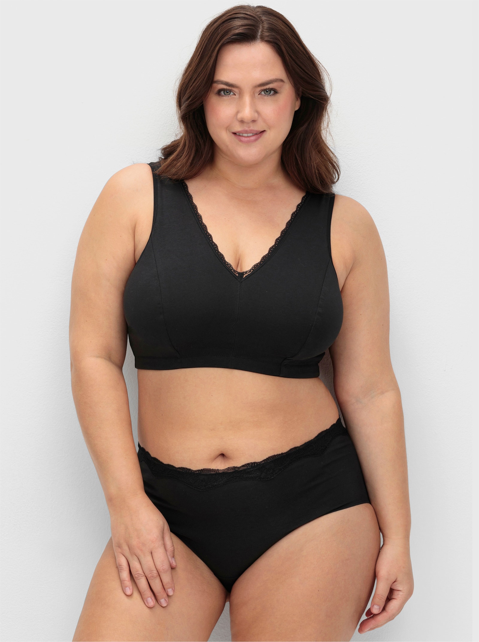 sheego Bügelloser BH in Bustier-Form, im Doppelpack - schwarz + schwarz