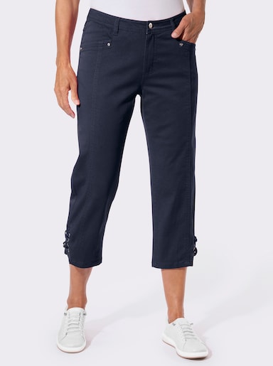 Caprijeans mit Kreuzschnürung am Saum - marine