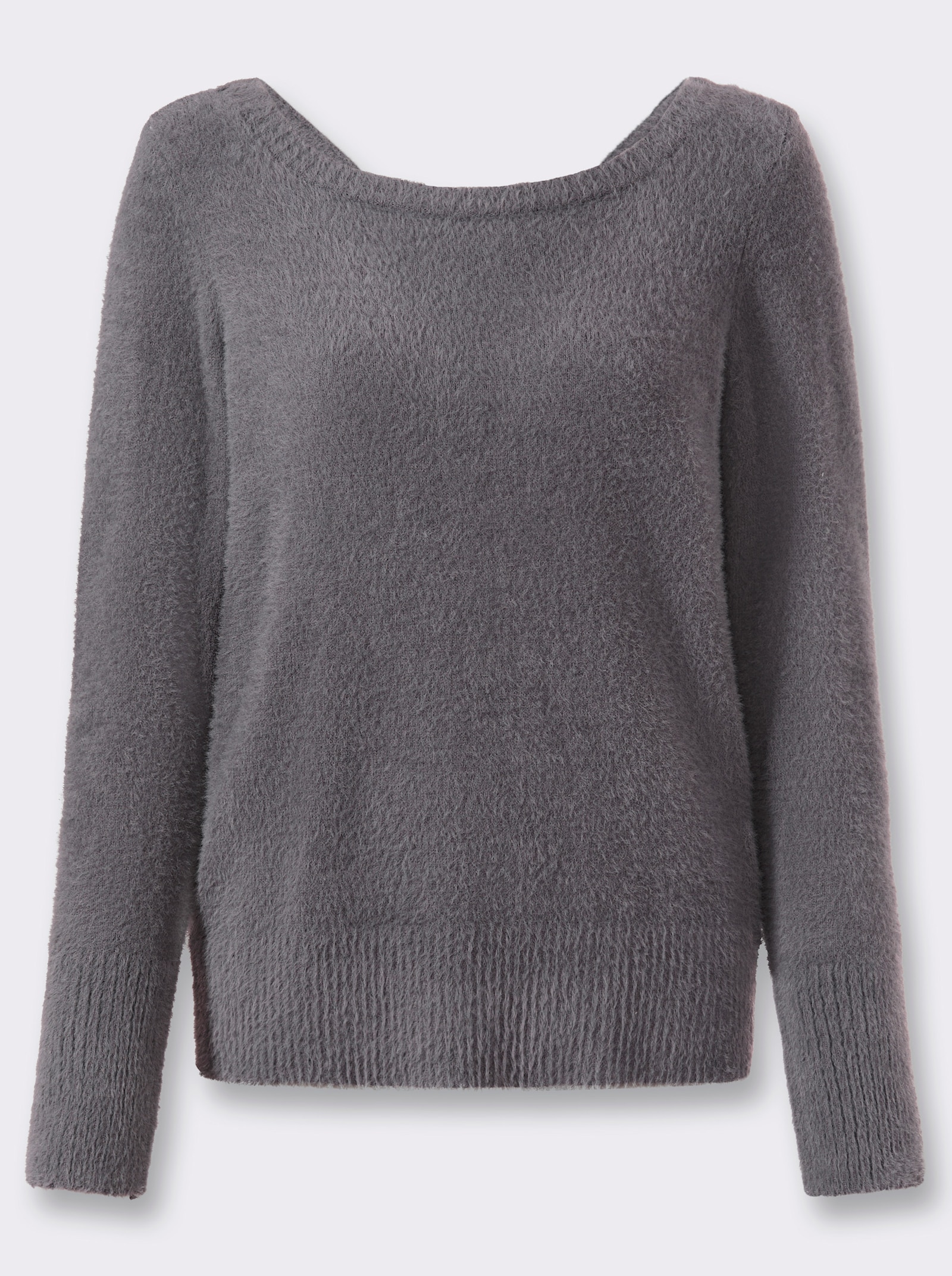 heine Langarm-Pullover aus wärmendem Flauschgarn - anthrazit