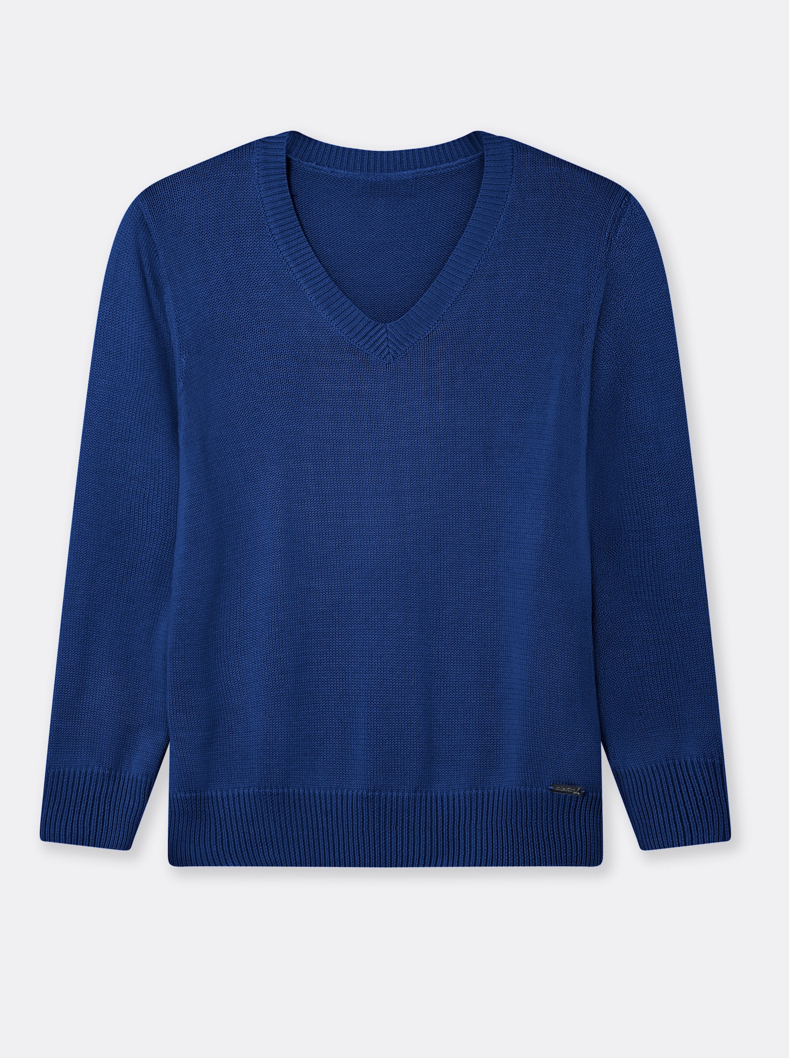 V-Ausschnitt-Pullover mit Baumwolle - royalblau