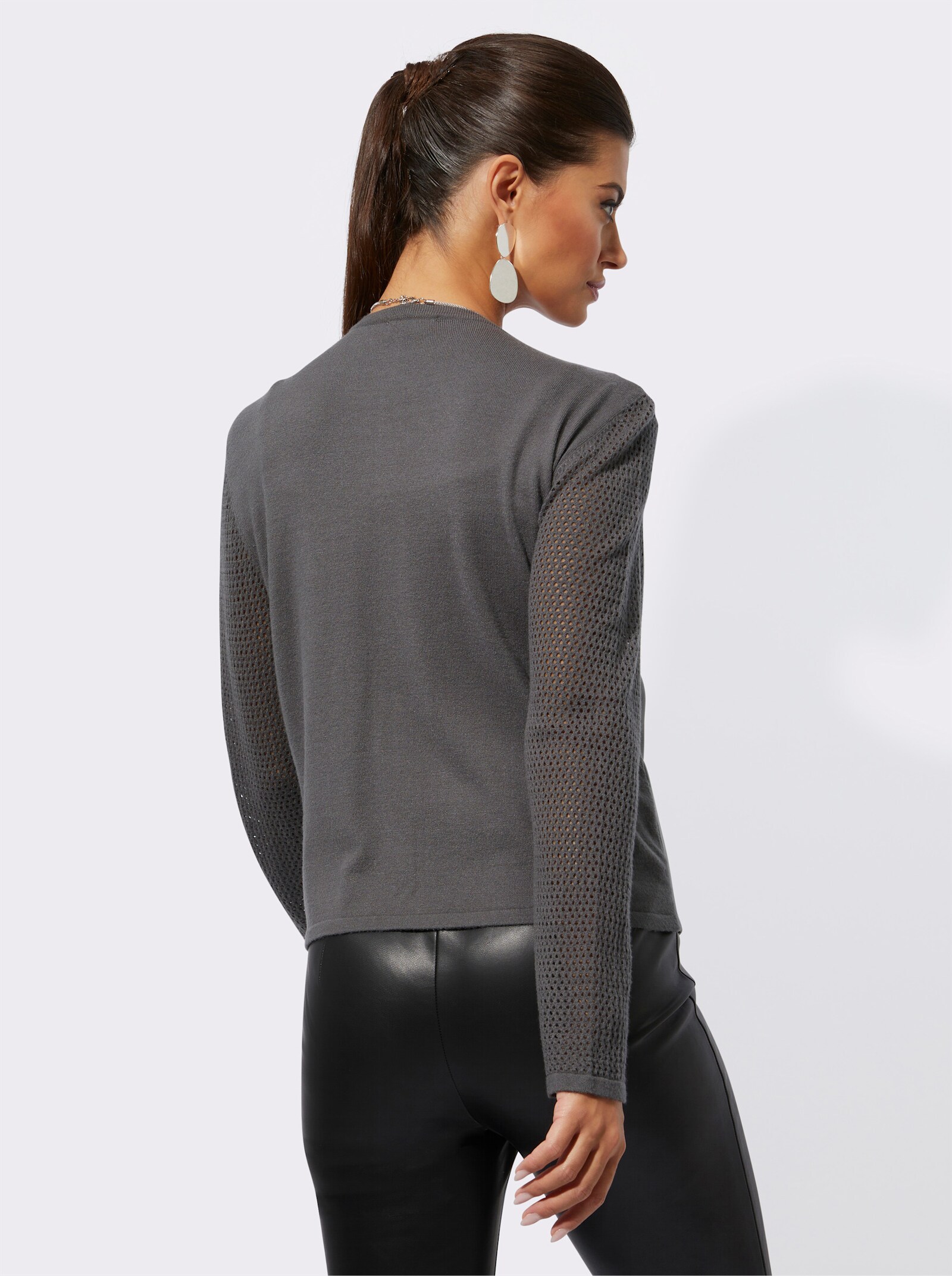 Strickjacke im Struktur-Mix - anthrazit