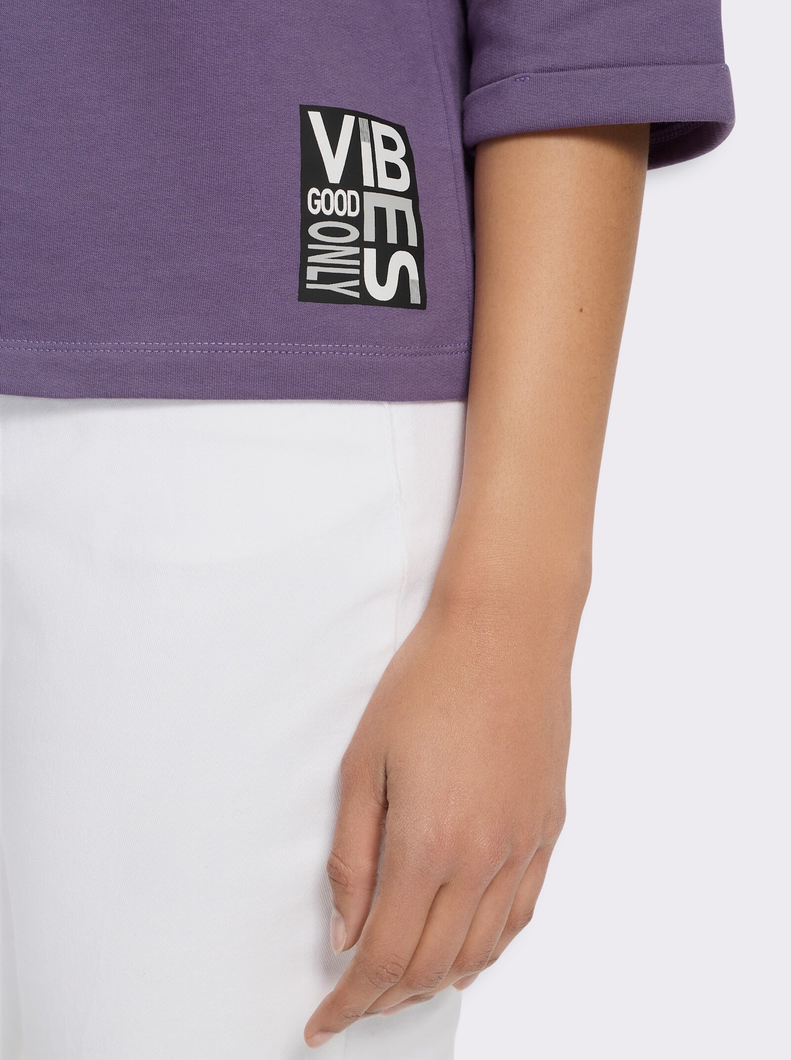 3/4-Arm-Shirt mit halsfernem Stehkragen - feige