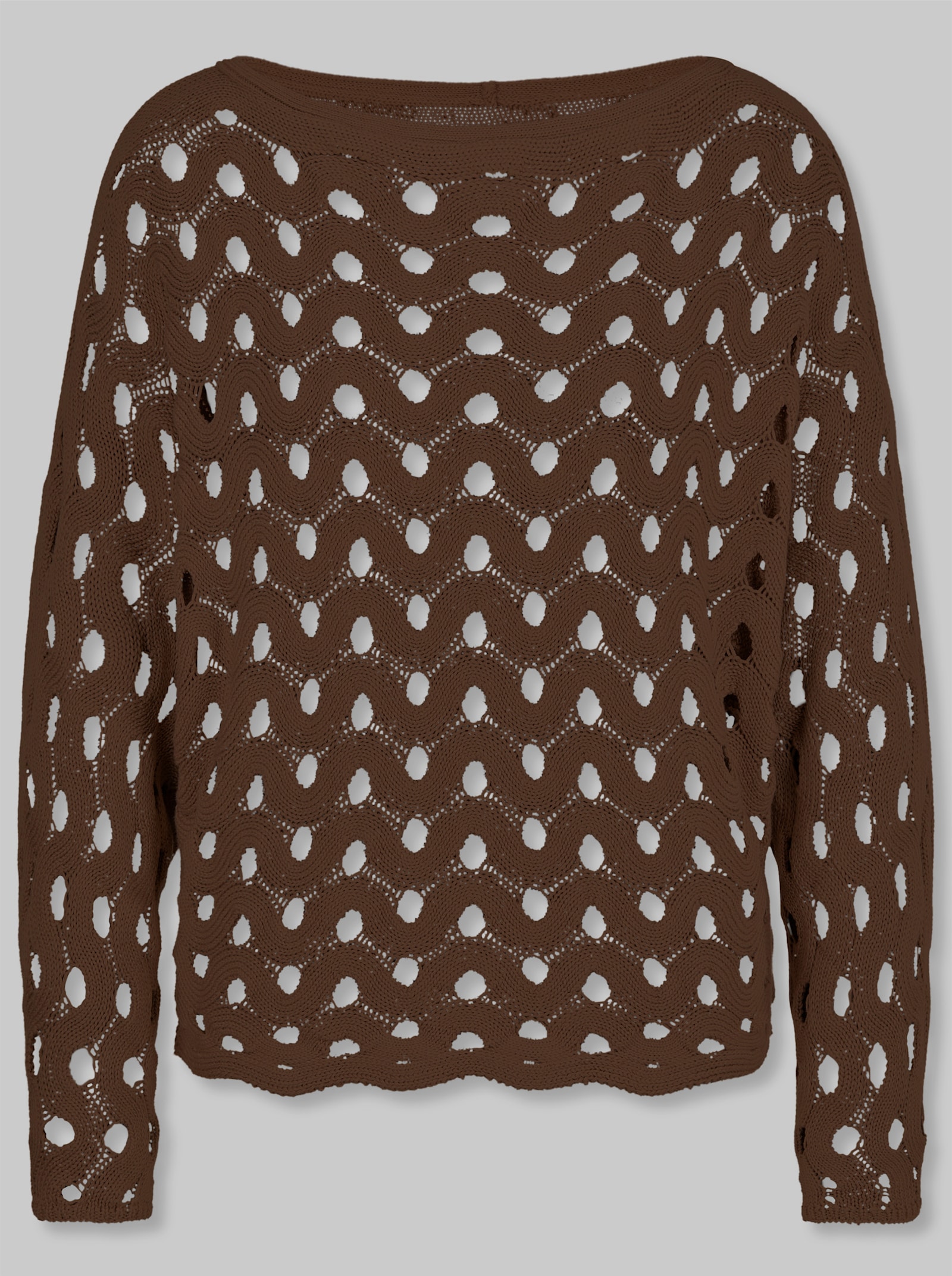 heine Ajourpullover mit Wellenmuster - schoko